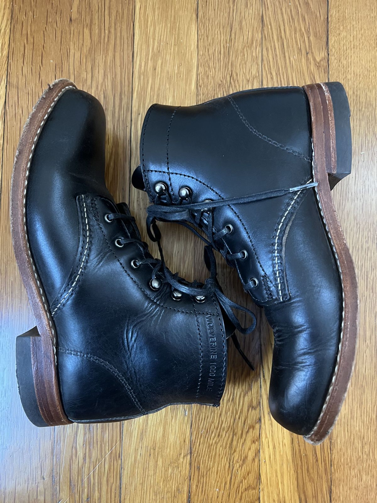 Photo by patinathunderdome on December 3, 2021 of the Wolverine 1000 Mile Plain-Toe Boot in Horween Black Chromexcel.