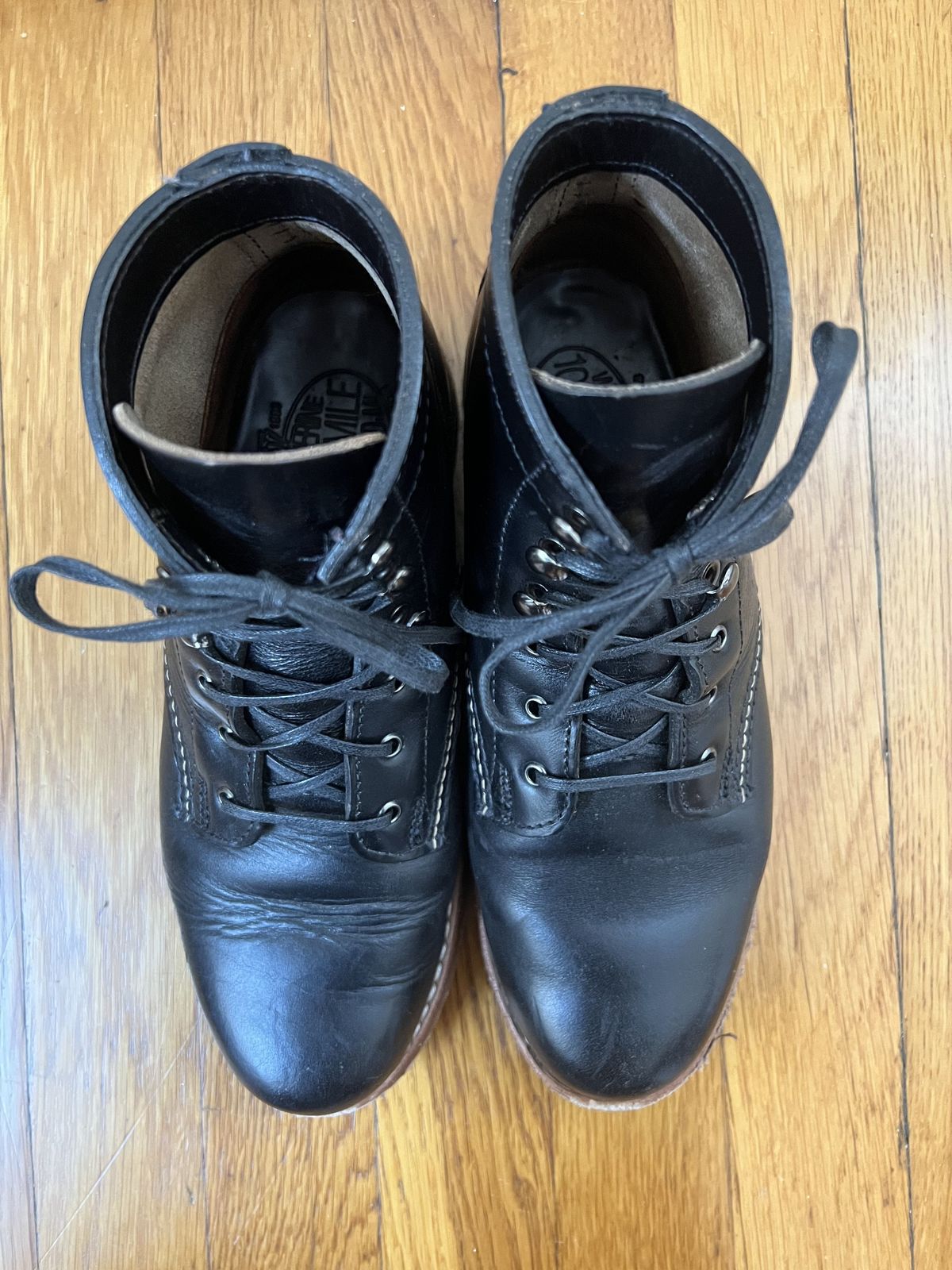 Photo by patinathunderdome on December 3, 2021 of the Wolverine 1000 Mile Plain-Toe Boot in Horween Black Chromexcel.