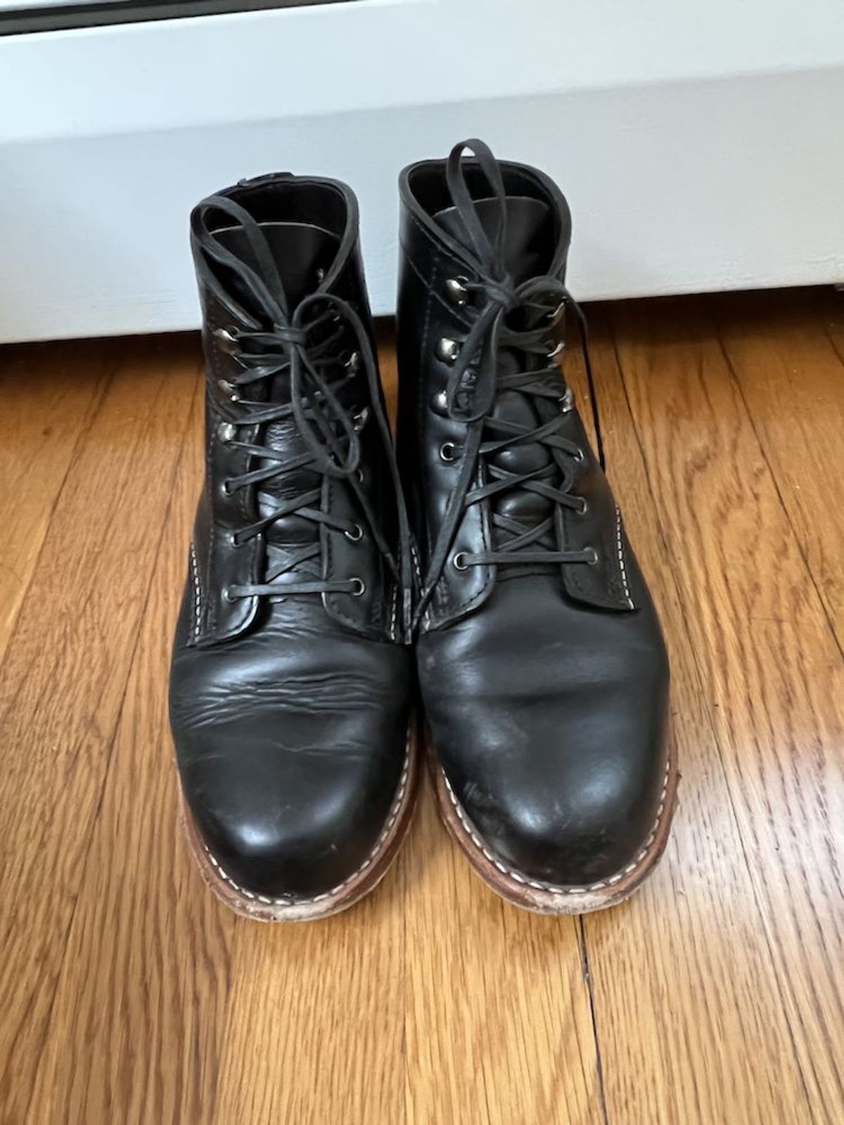Photo by patinathunderdome on January 3, 2022 of the Wolverine 1000 Mile Plain-Toe Boot in Horween Black Chromexcel.