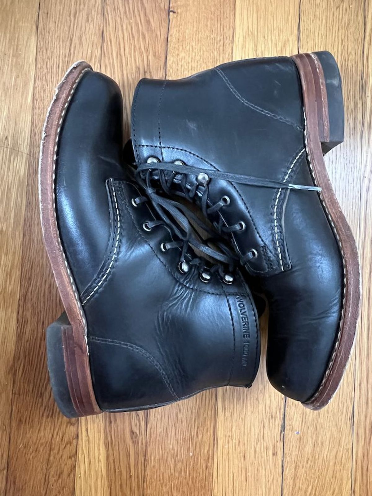 Photo by patinathunderdome on January 3, 2022 of the Wolverine 1000 Mile Plain-Toe Boot in Horween Black Chromexcel.