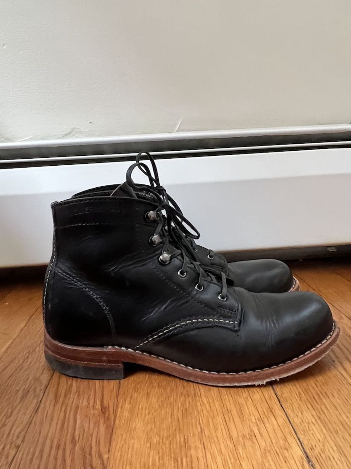 Photo by patinathunderdome on January 3, 2022 of the Wolverine 1000 Mile Plain-Toe Boot in Horween Black Chromexcel.