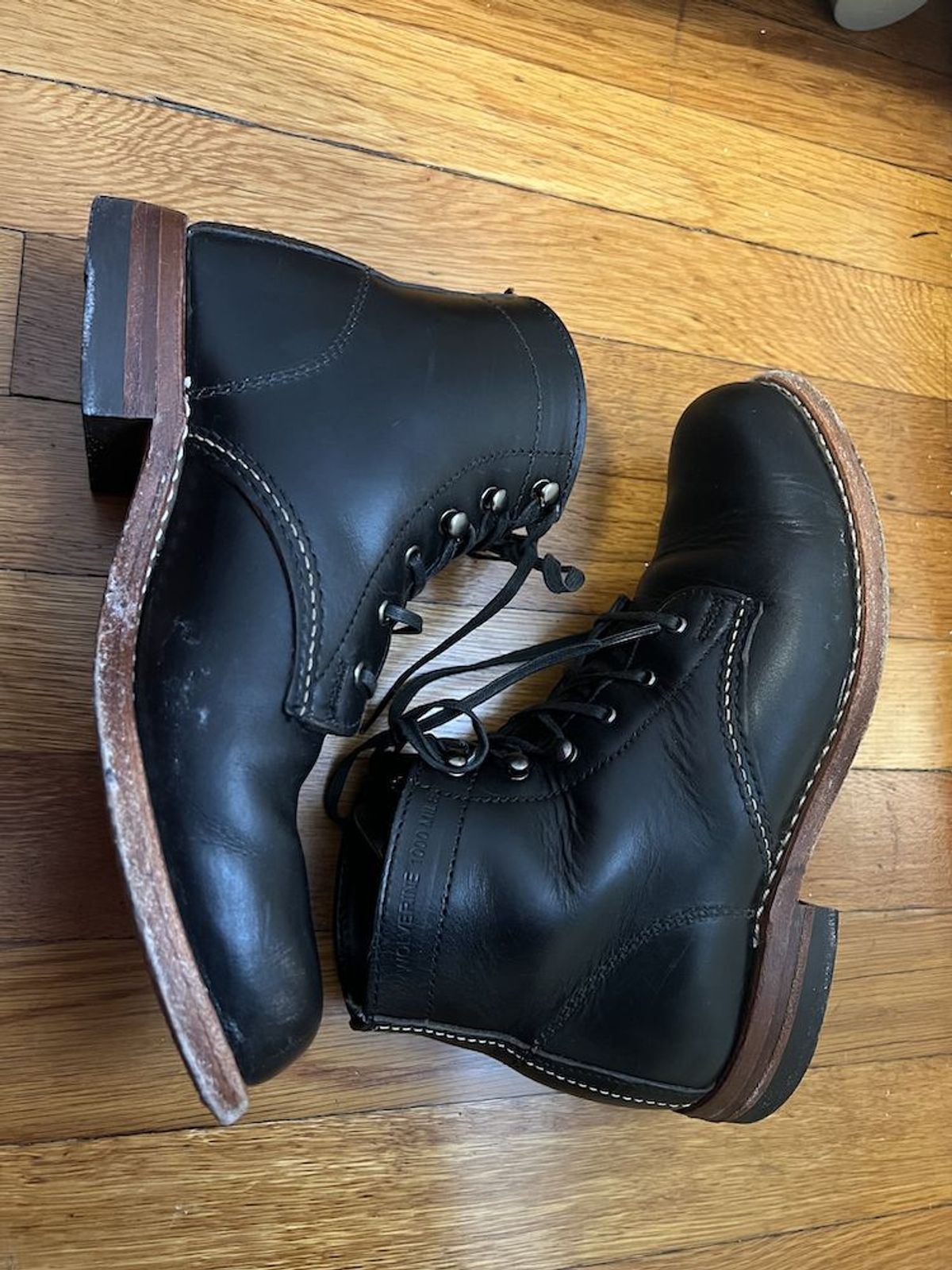 Photo by patinathunderdome on February 4, 2022 of the Wolverine 1000 Mile Plain-Toe Boot in Horween Black Chromexcel.