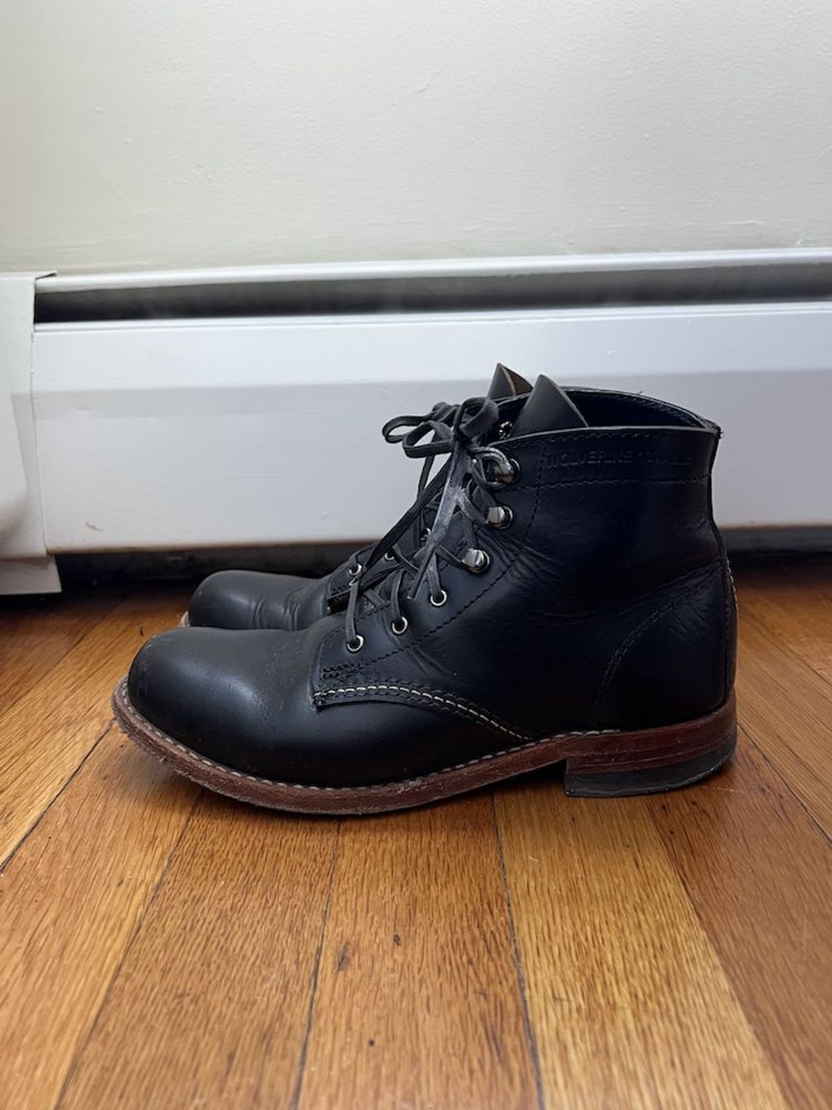 Photo by patinathunderdome on March 4, 2022 of the Wolverine 1000 Mile Plain-Toe Boot in Horween Black Chromexcel.