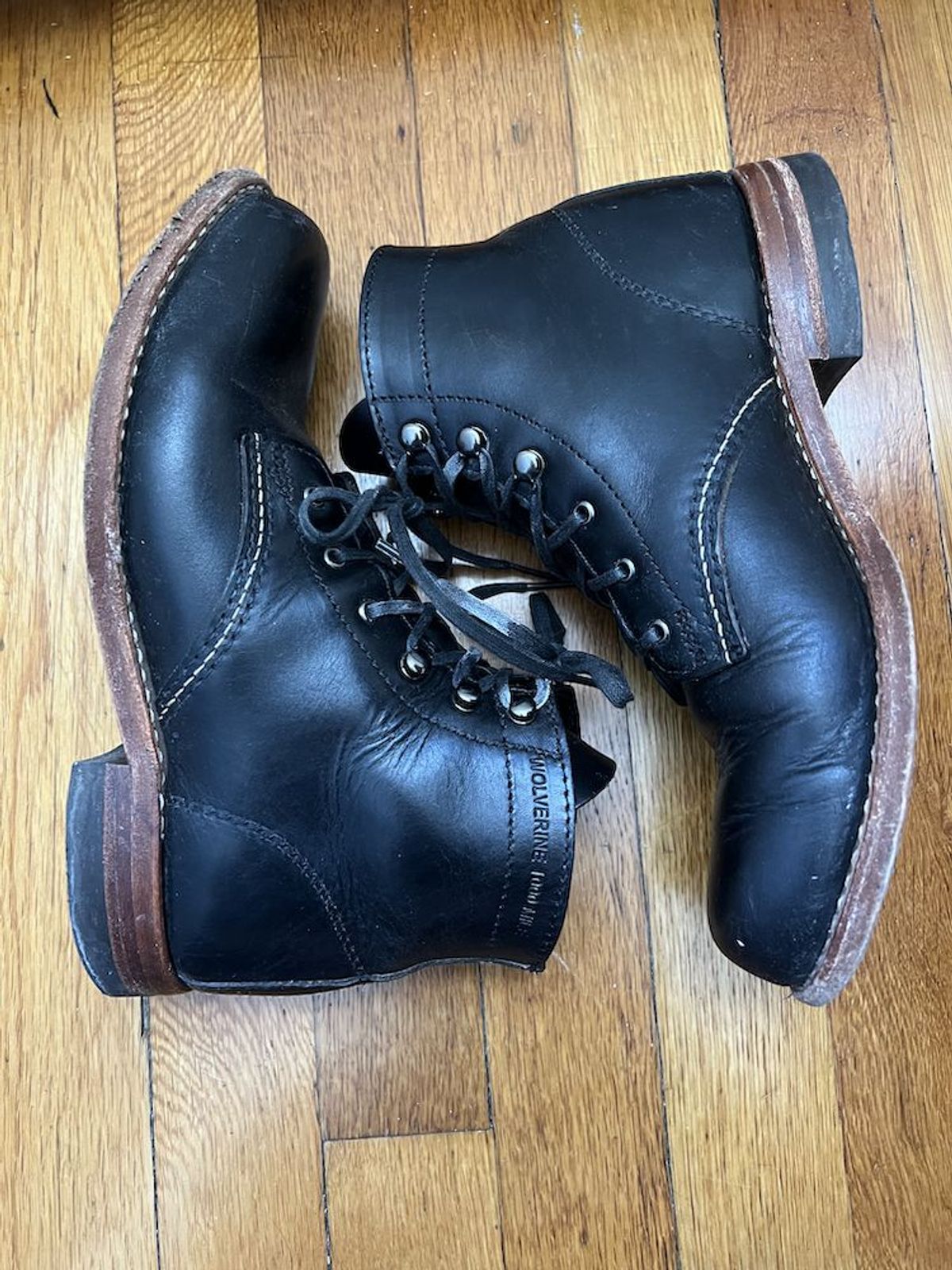 Photo by patinathunderdome on March 4, 2022 of the Wolverine 1000 Mile Plain-Toe Boot in Horween Black Chromexcel.