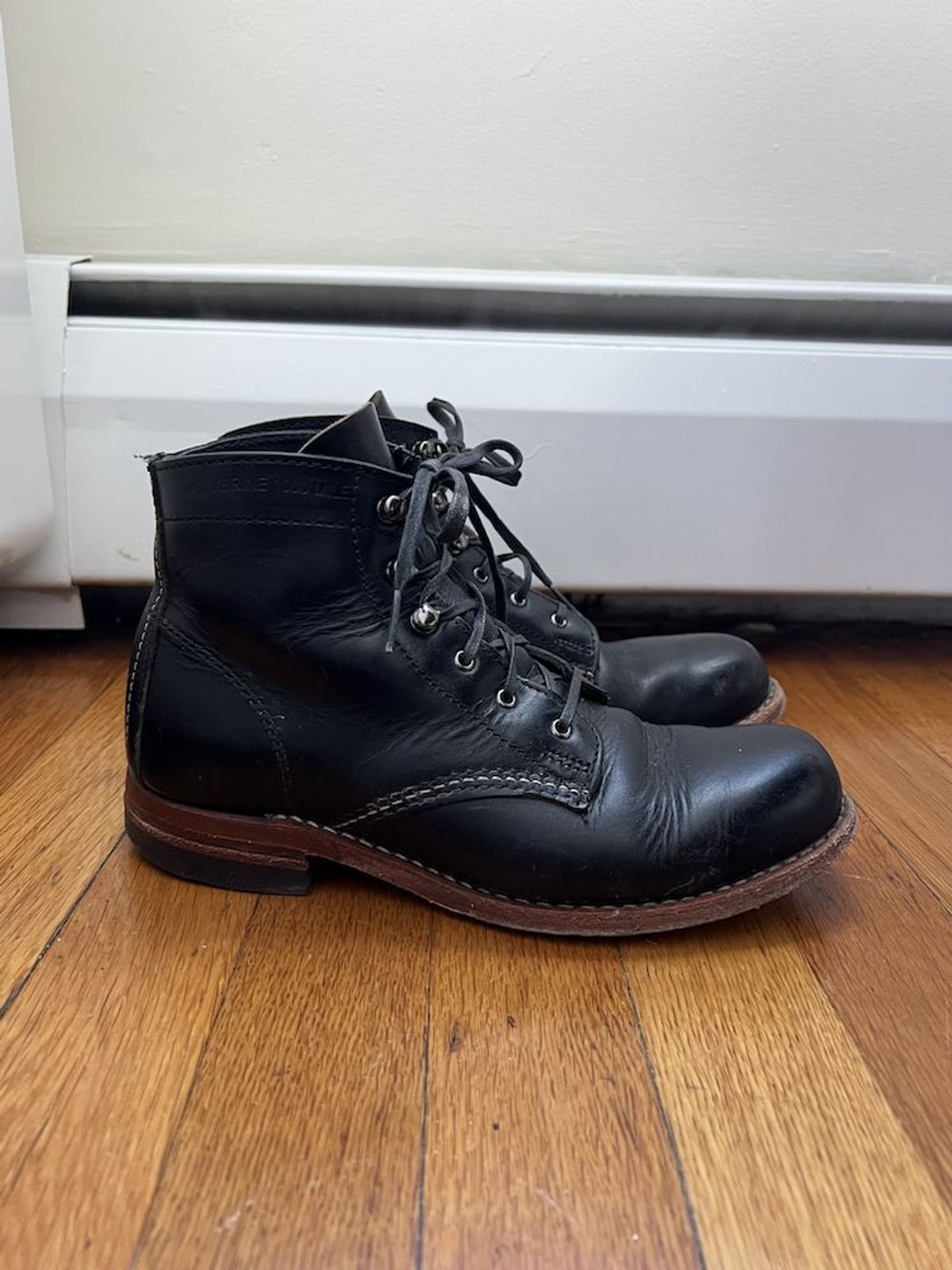 Photo by patinathunderdome on March 4, 2022 of the Wolverine 1000 Mile Plain-Toe Boot in Horween Black Chromexcel.