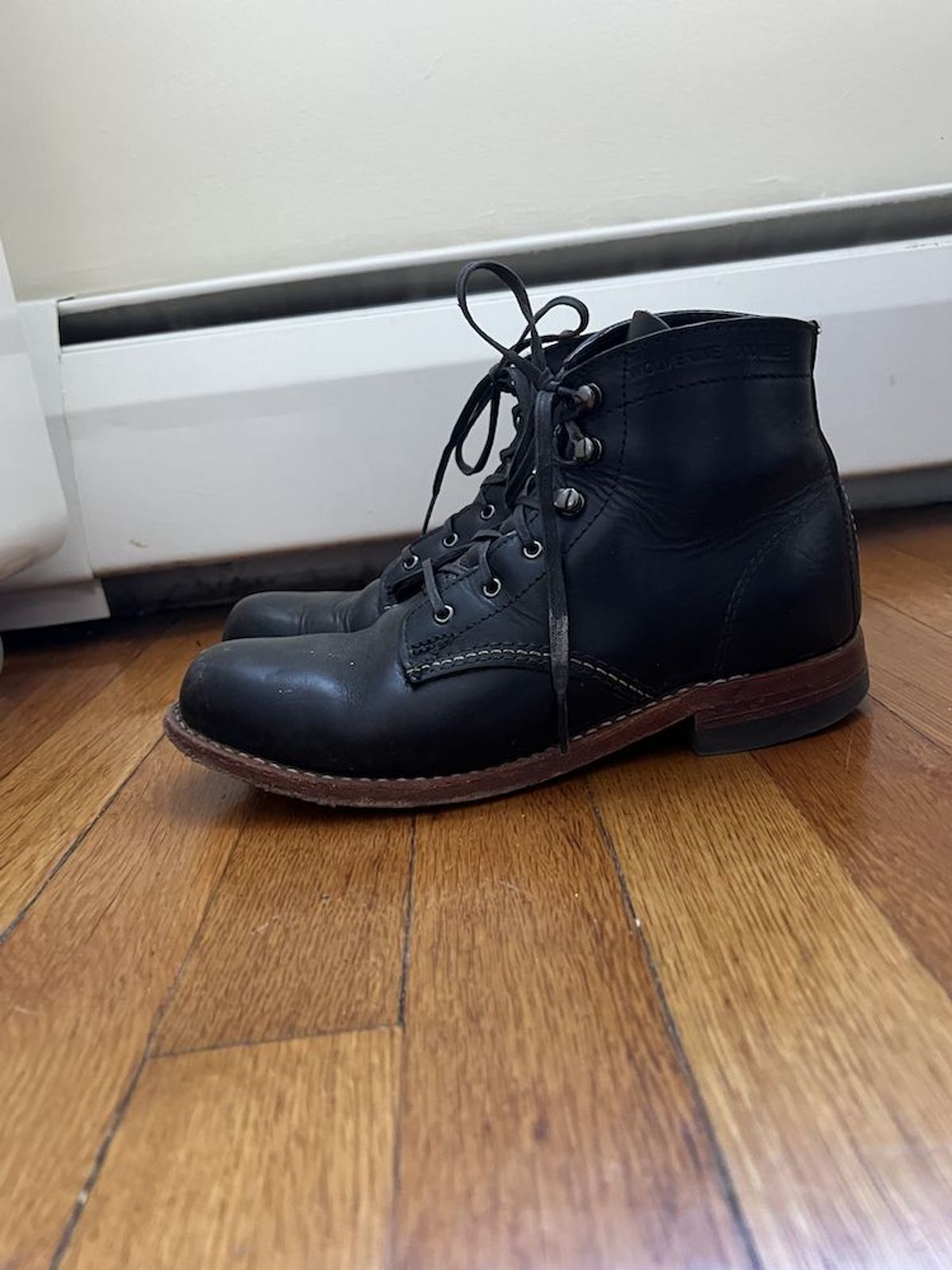 Photo by patinathunderdome on April 3, 2022 of the Wolverine 1000 Mile Plain-Toe Boot in Horween Black Chromexcel.