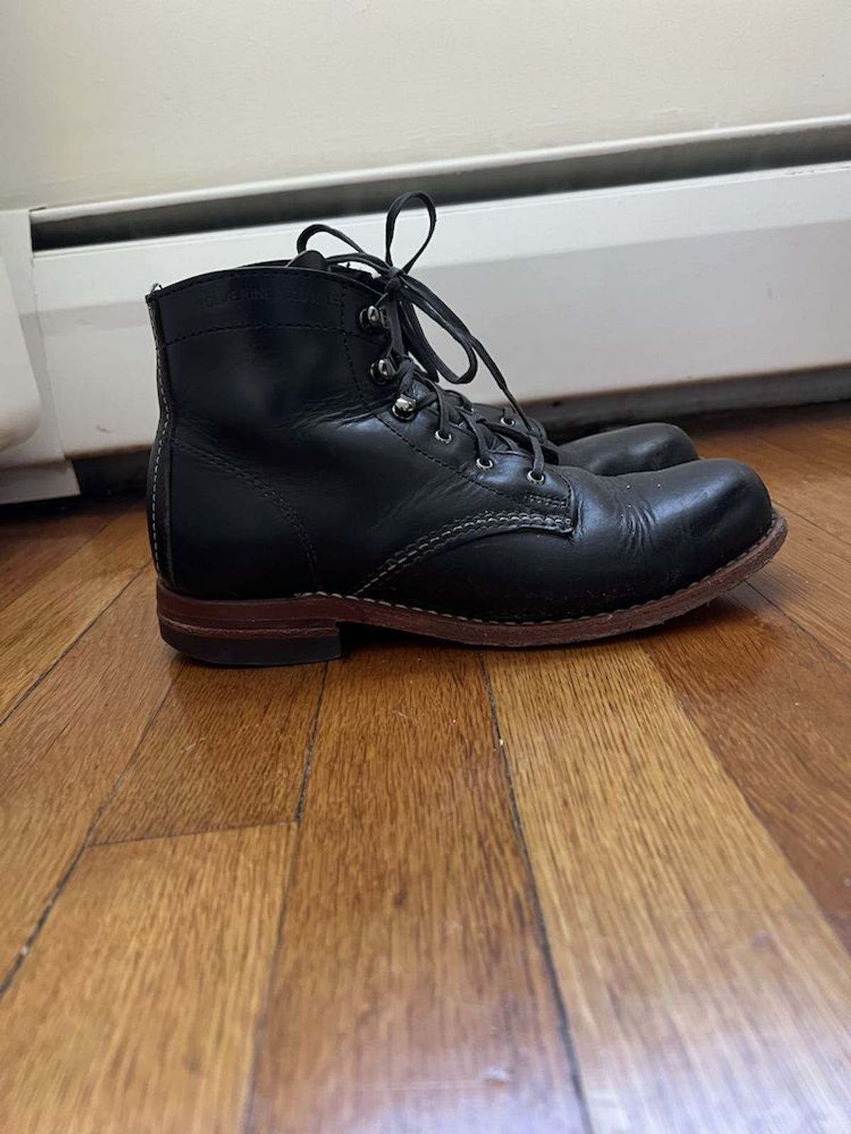 Photo by patinathunderdome on April 3, 2022 of the Wolverine 1000 Mile Plain-Toe Boot in Horween Black Chromexcel.