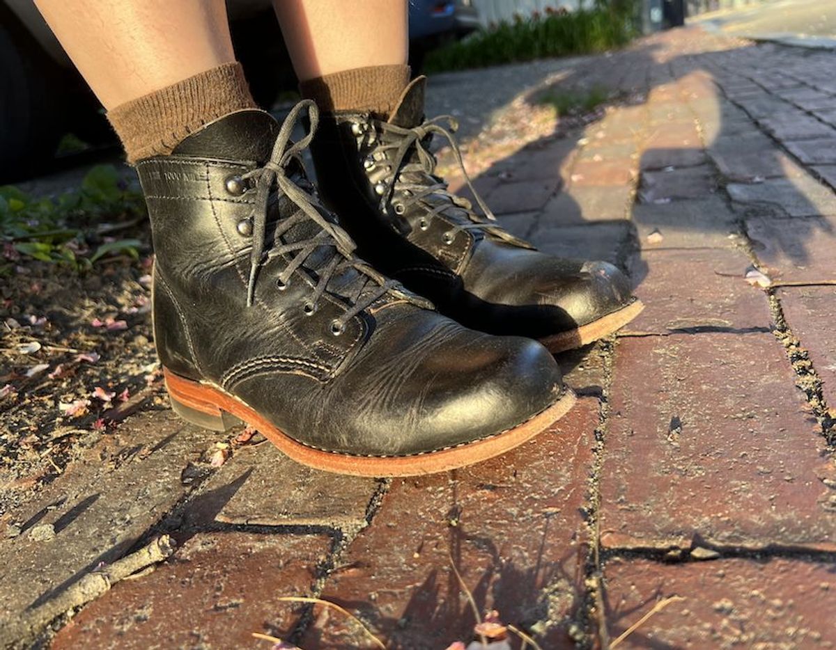 Photo by patinathunderdome on May 5, 2022 of the Wolverine 1000 Mile Plain-Toe Boot in Horween Black Chromexcel.