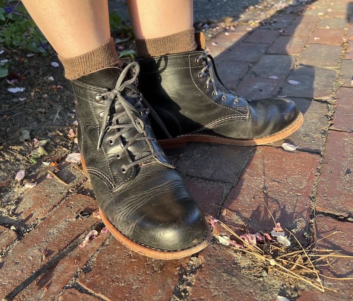 Photo by patinathunderdome on May 5, 2022 of the Wolverine 1000 Mile Plain-Toe Boot in Horween Black Chromexcel.