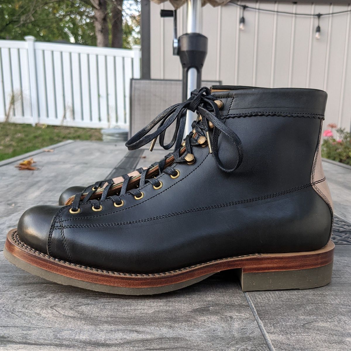 Photo by patinathunderdome on September 30, 2021 of the Sagara Cordmaster in Badalassi Carlo Oliva Minerva Overdyed Black.