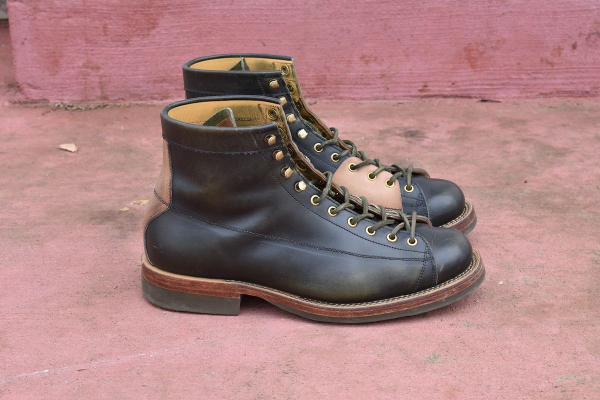 Photo by patinathunderdome on February 4, 2022 of the Sagara Cordmaster in Badalassi Carlo Oliva Minerva Overdyed Black.