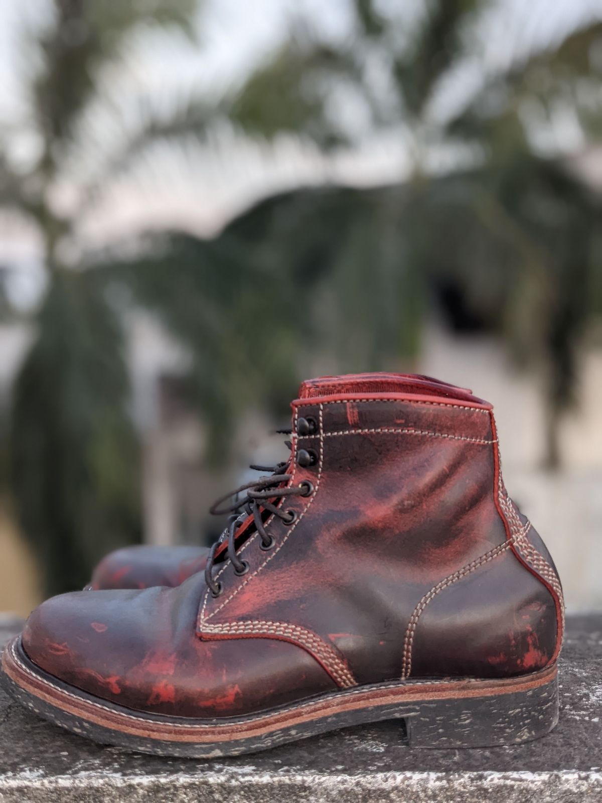 Photo by patinathunderdome on March 5, 2022 of the Bridlen Iron Boot in Conceria Walpier Red Burro Ghost.