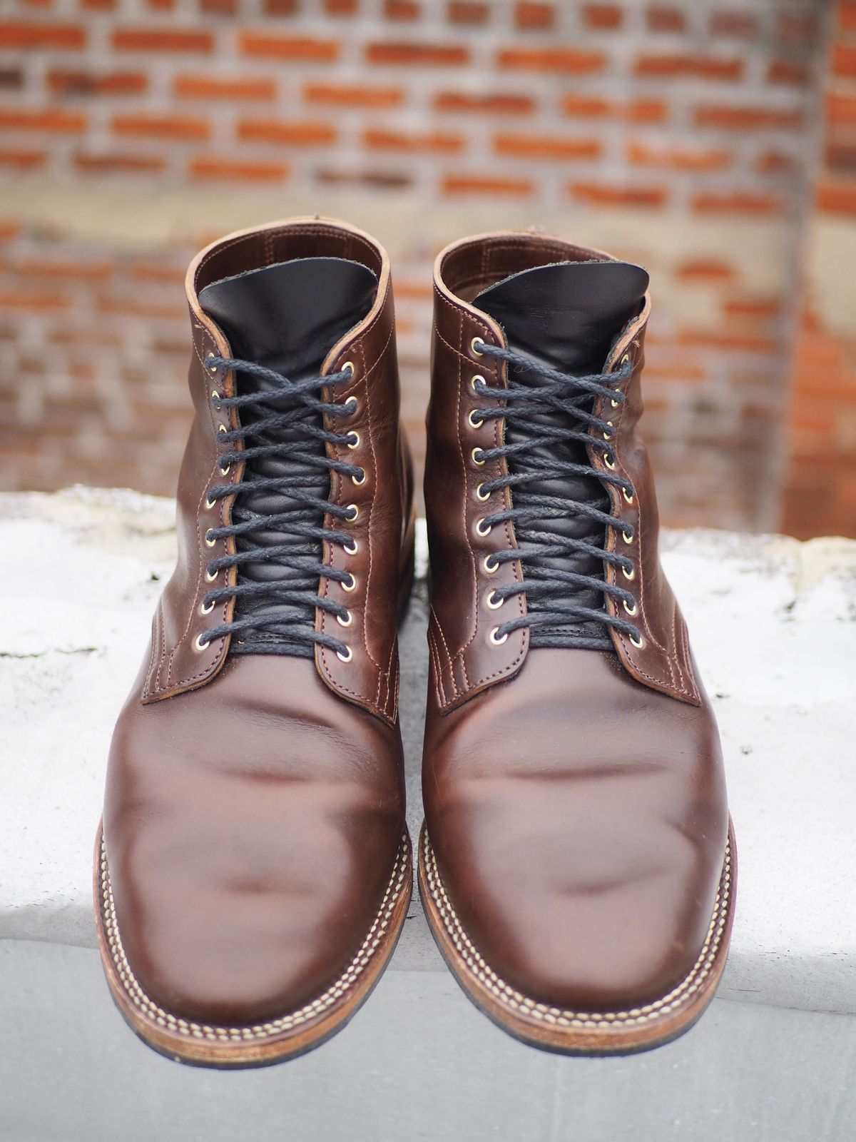Photo by patinathunderdome on November 3, 2021 of the Viberg Service Boot in Maryam Brown Horsebutt.