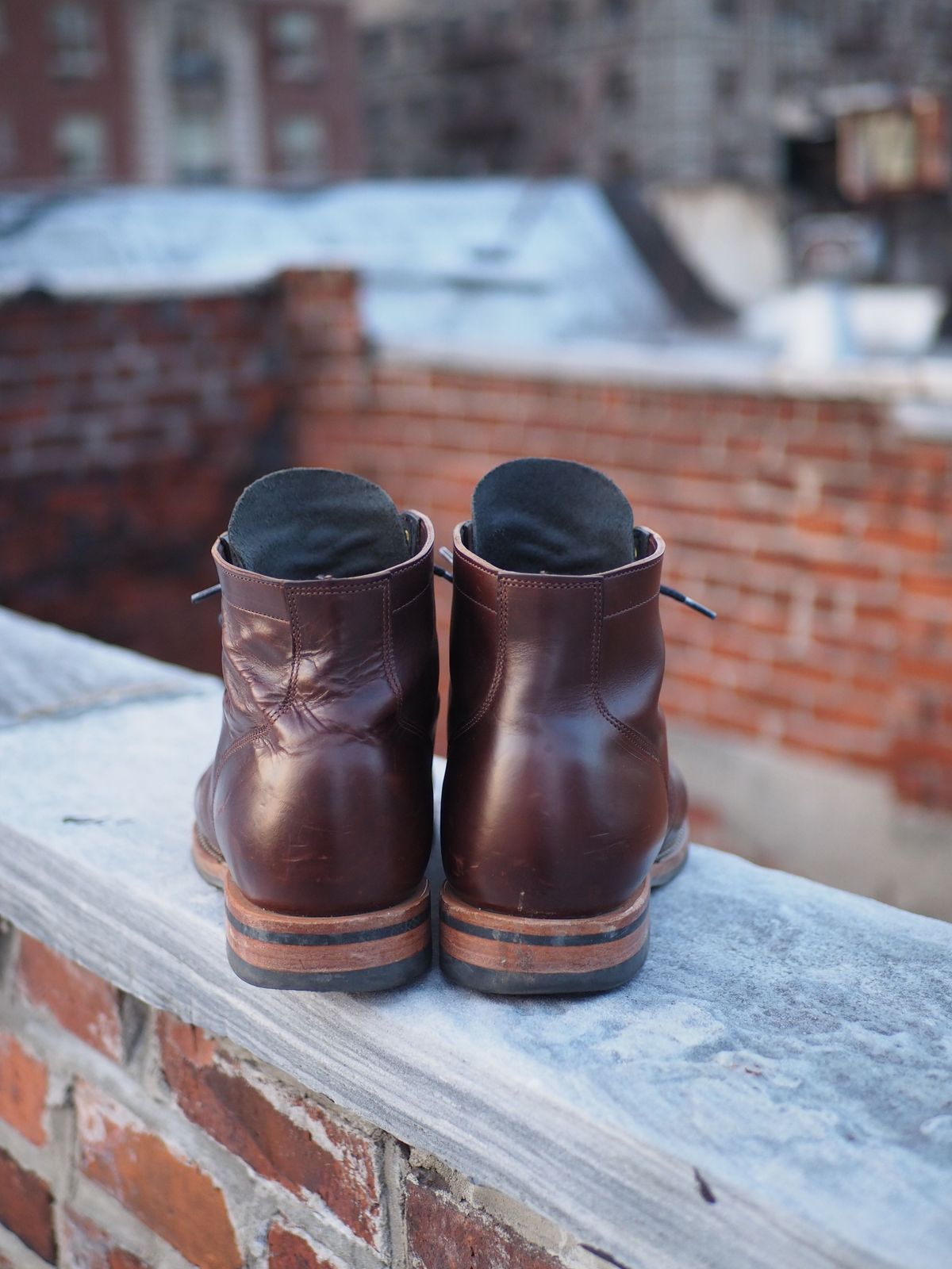 Photo by patinathunderdome on December 4, 2021 of the Viberg Service Boot in Maryam Brown Horsebutt.