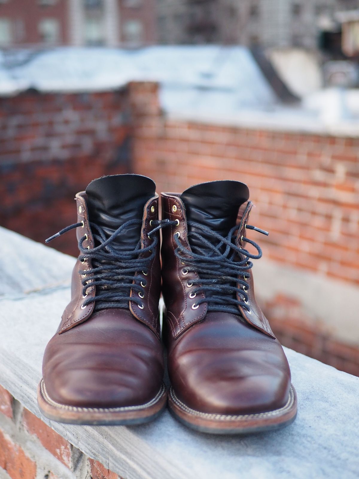 Photo by patinathunderdome on December 4, 2021 of the Viberg Service Boot in Maryam Brown Horsebutt.