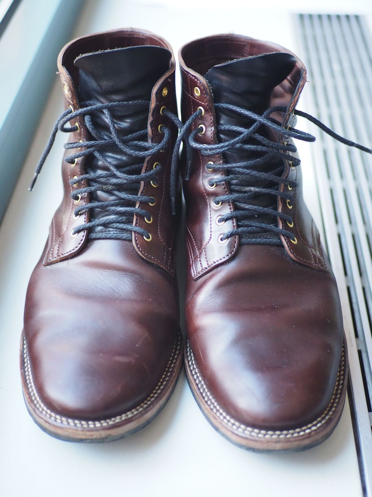 Photo by patinathunderdome on January 4, 2022 of the Viberg Service Boot in Maryam Brown Horsebutt.