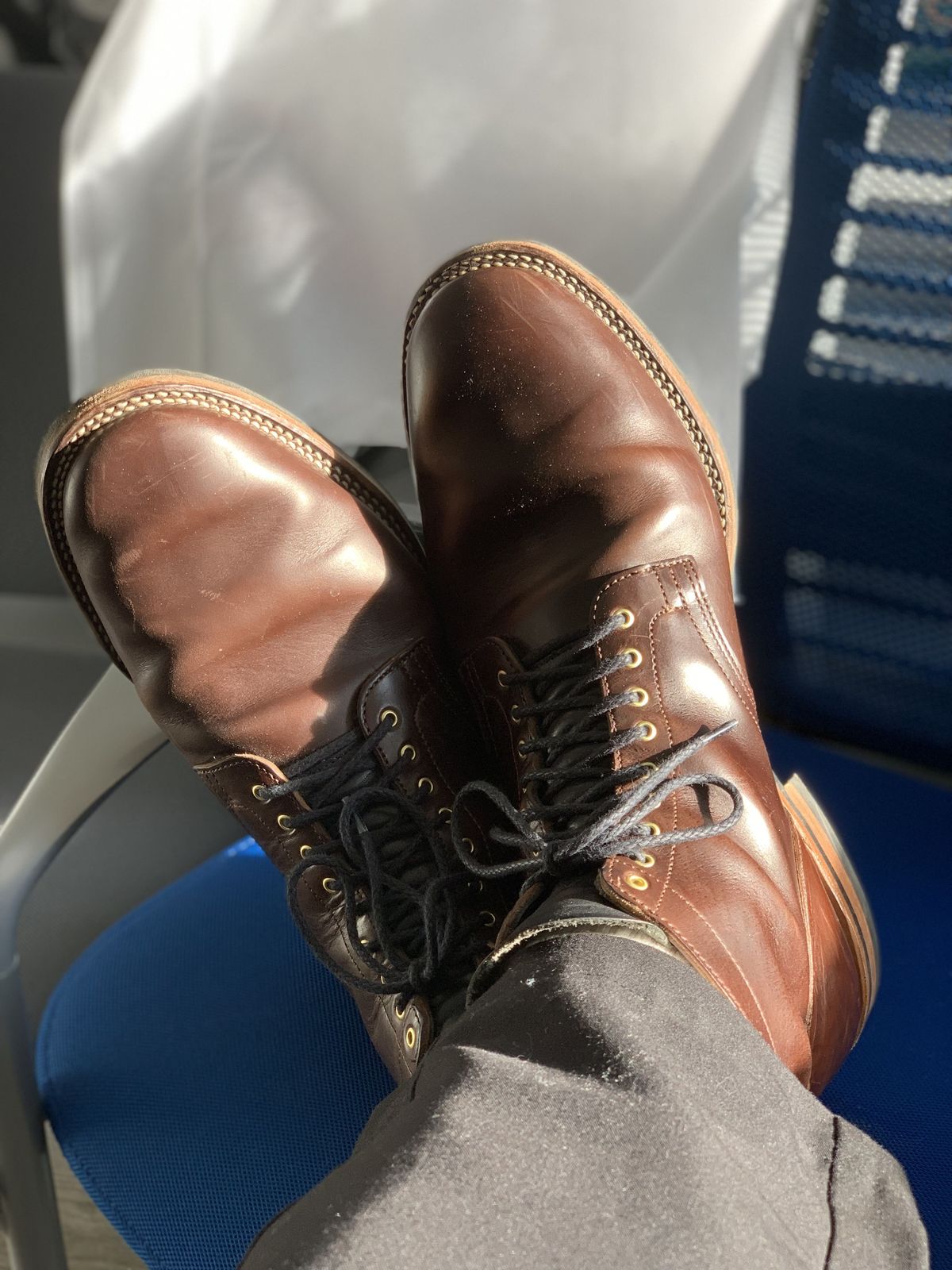 Photo by patinathunderdome on January 4, 2022 of the Viberg Service Boot in Maryam Brown Horsebutt.