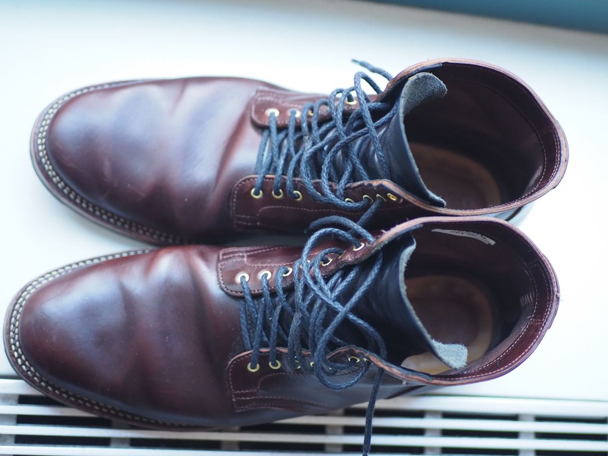 Photo by patinathunderdome on January 4, 2022 of the Viberg Service Boot in Maryam Brown Horsebutt.