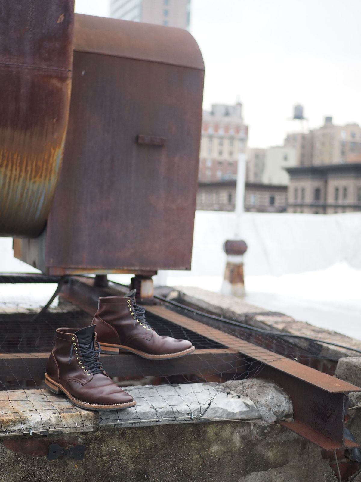 Photo by patinathunderdome on February 3, 2022 of the Viberg Service Boot in Maryam Brown Horsebutt.