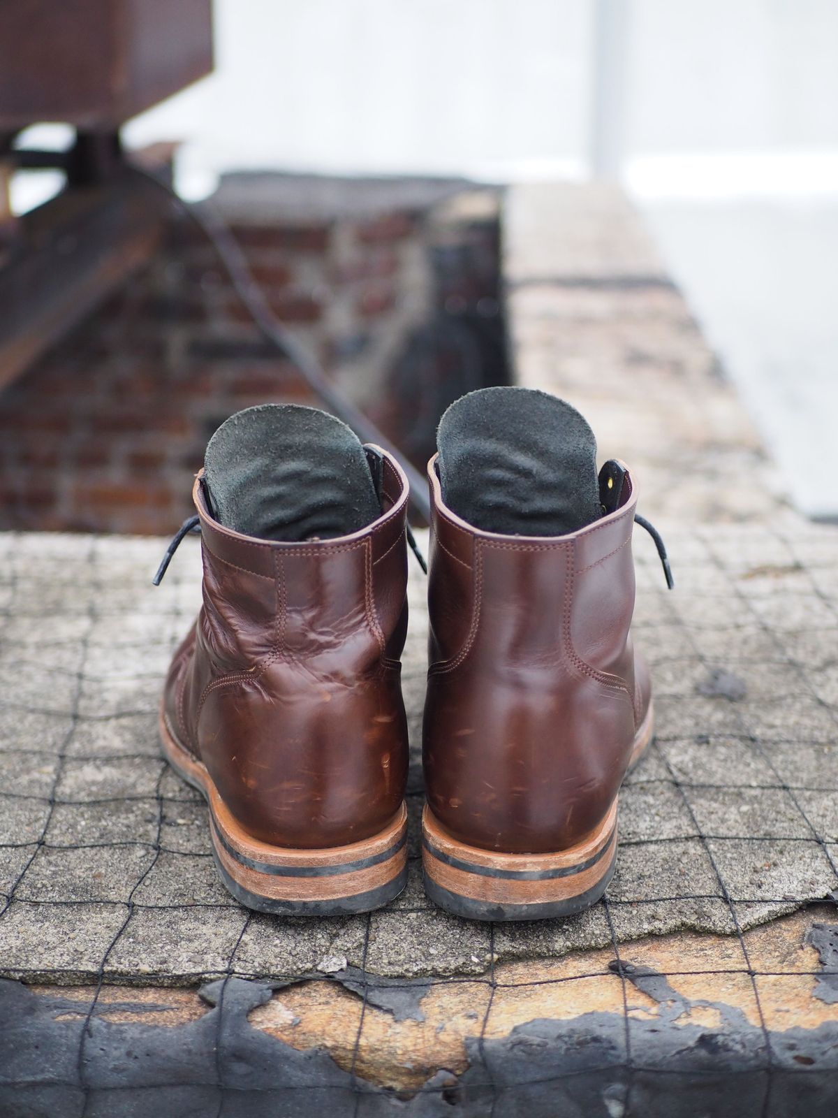 Photo by patinathunderdome on February 3, 2022 of the Viberg Service Boot in Maryam Brown Horsebutt.