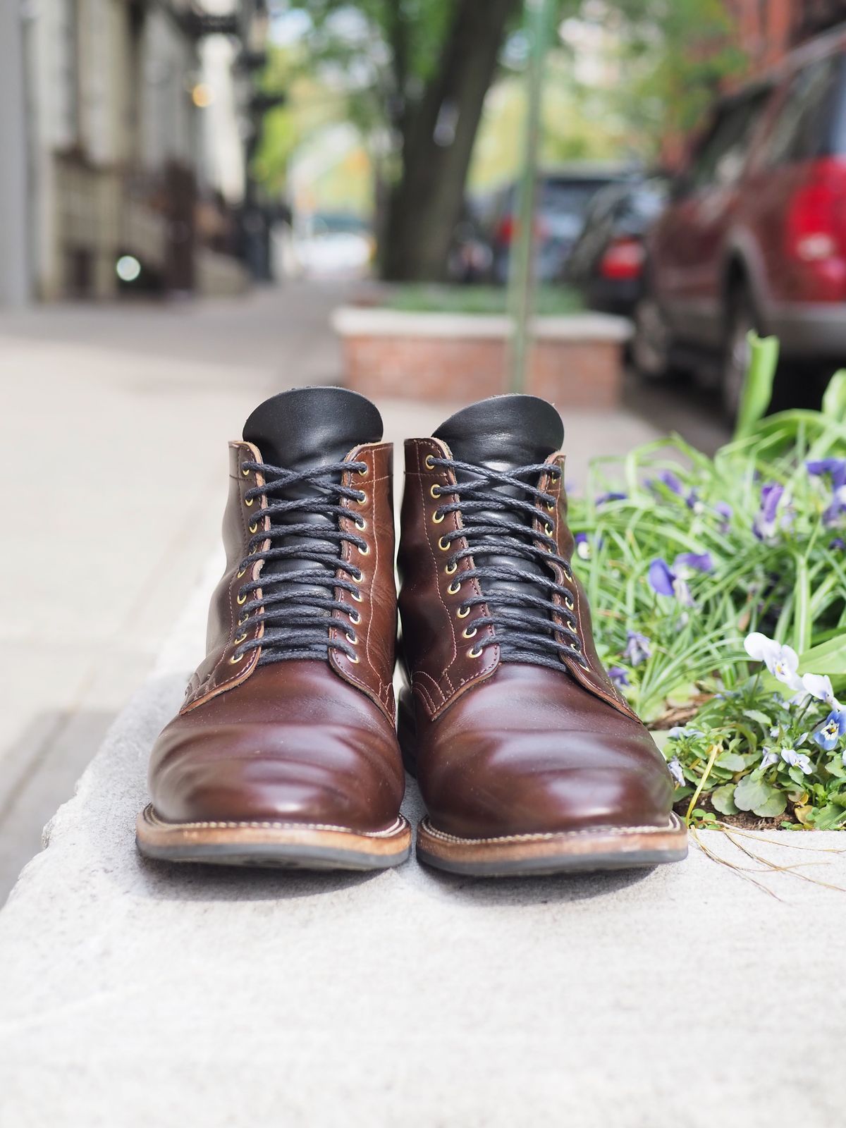 Photo by patinathunderdome on May 3, 2022 of the Viberg Service Boot in Maryam Brown Horsebutt.