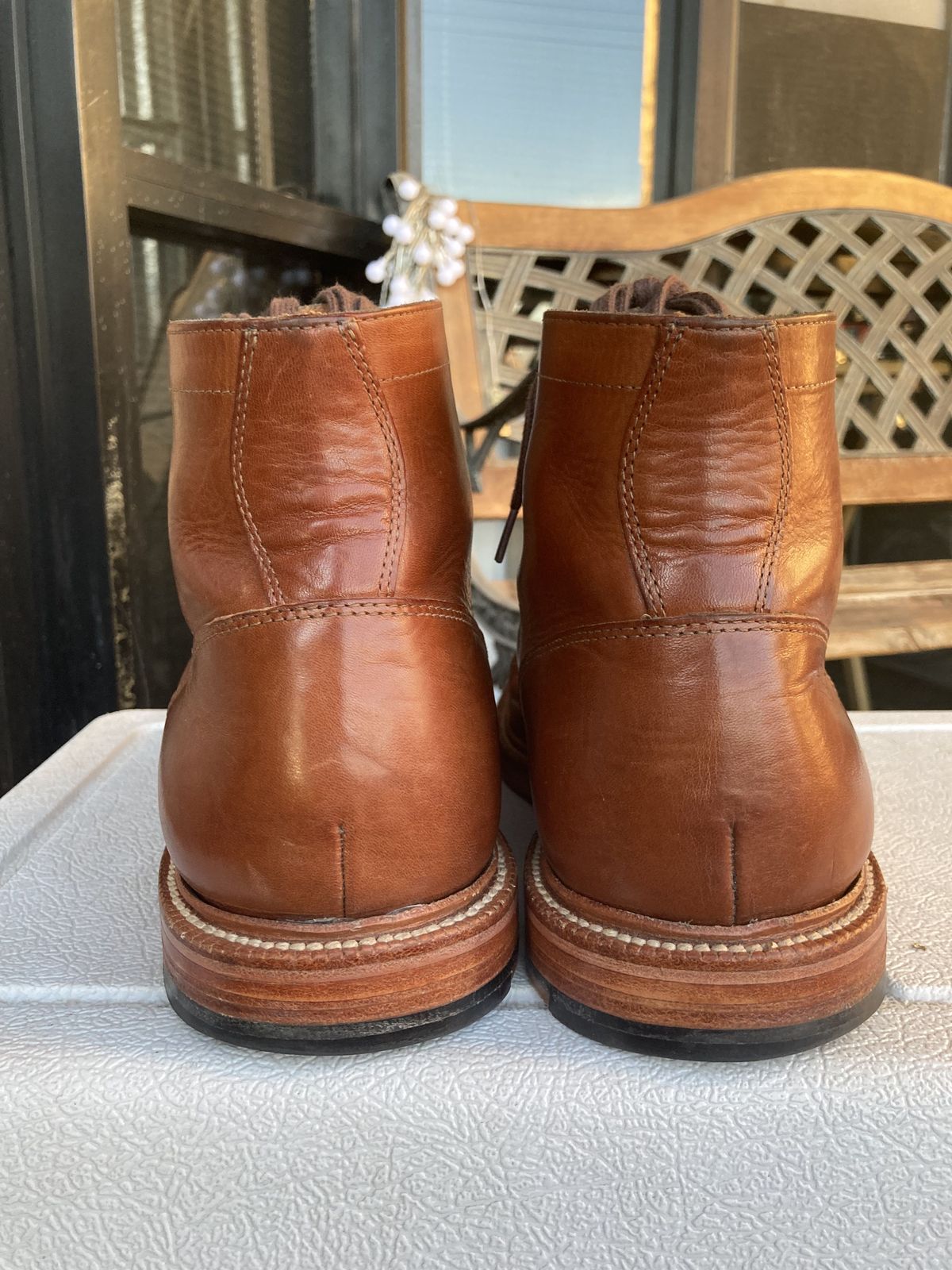 Photo by patinathunderdome on November 3, 2021 of the Grant Stone Diesel Boot in Badalassi Carlo Cognac Minerva.