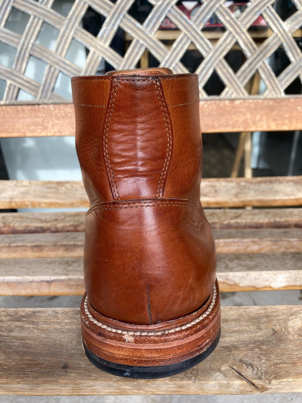 Photo by patinathunderdome on December 4, 2021 of the Grant Stone Diesel Boot in Badalassi Carlo Cognac Minerva.