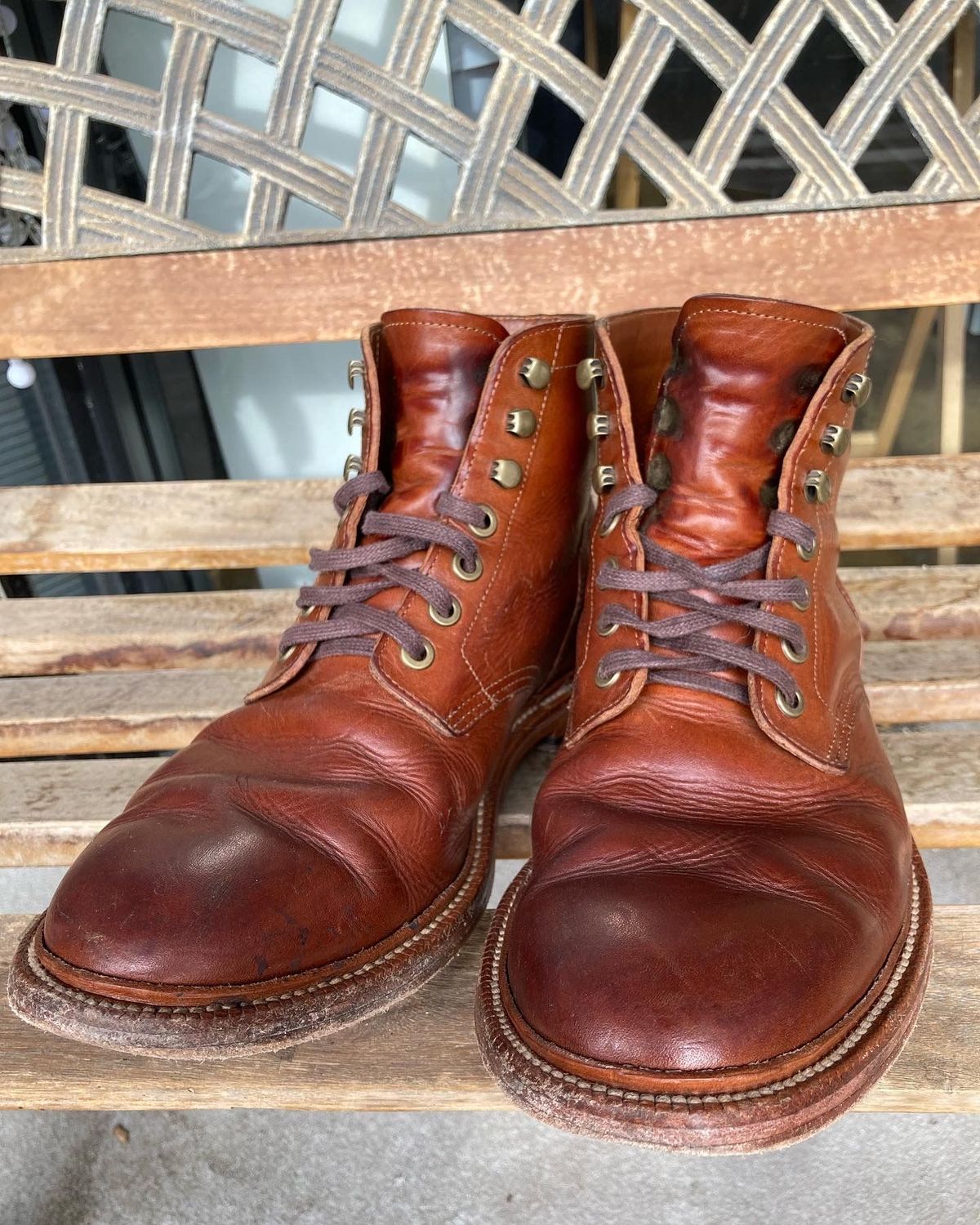 Photo by patinathunderdome on December 4, 2021 of the Grant Stone Diesel Boot in Badalassi Carlo Cognac Minerva.