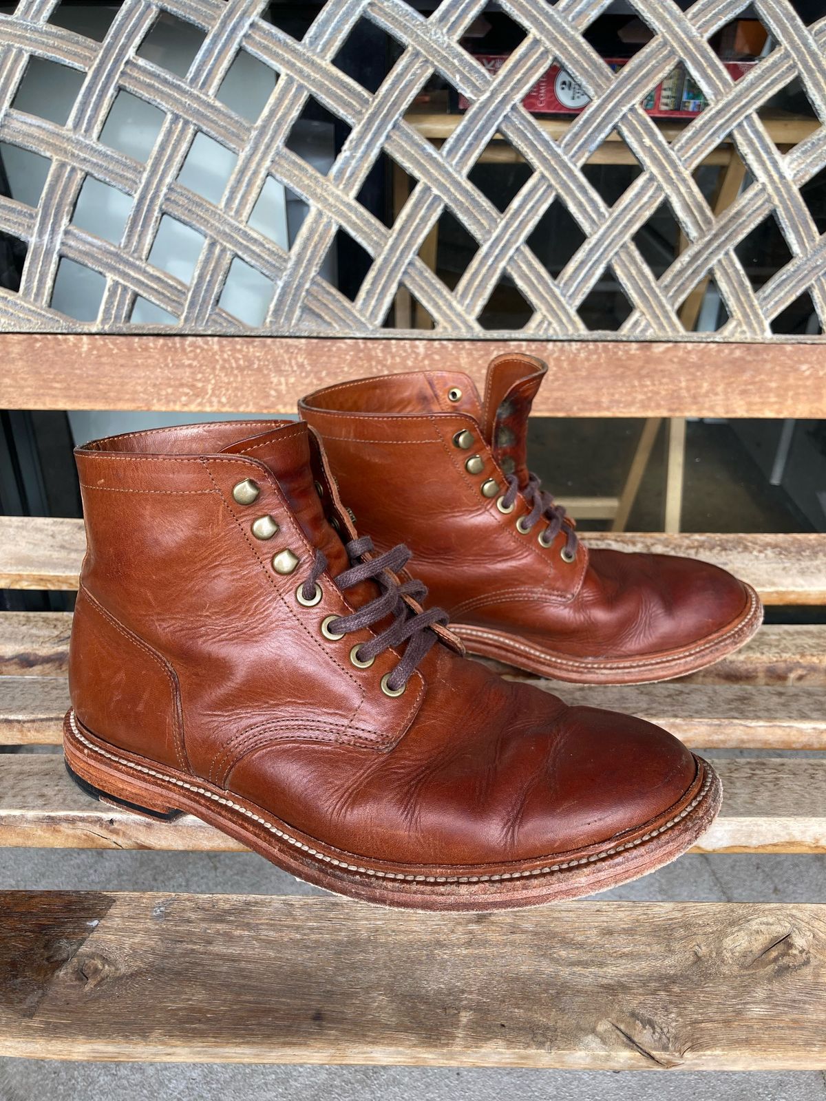 Photo by patinathunderdome on December 4, 2021 of the Grant Stone Diesel Boot in Badalassi Carlo Cognac Minerva.
