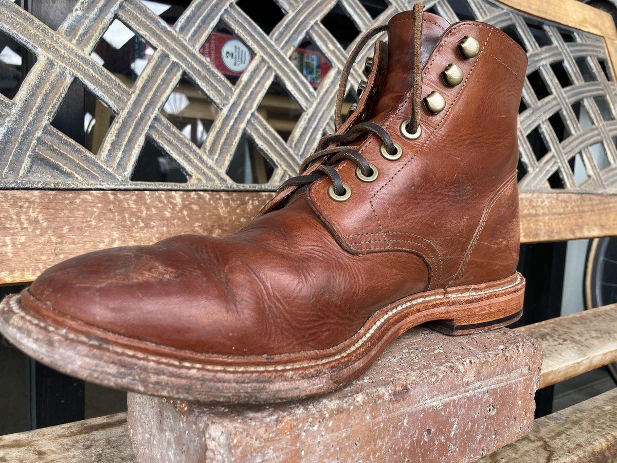 Photo by patinathunderdome on January 3, 2022 of the Grant Stone Diesel Boot in Badalassi Carlo Cognac Minerva.