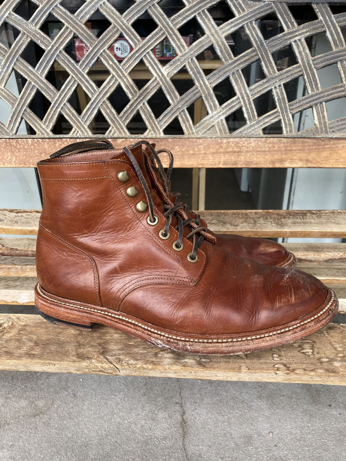 Photo by patinathunderdome on January 3, 2022 of the Grant Stone Diesel Boot in Badalassi Carlo Cognac Minerva.