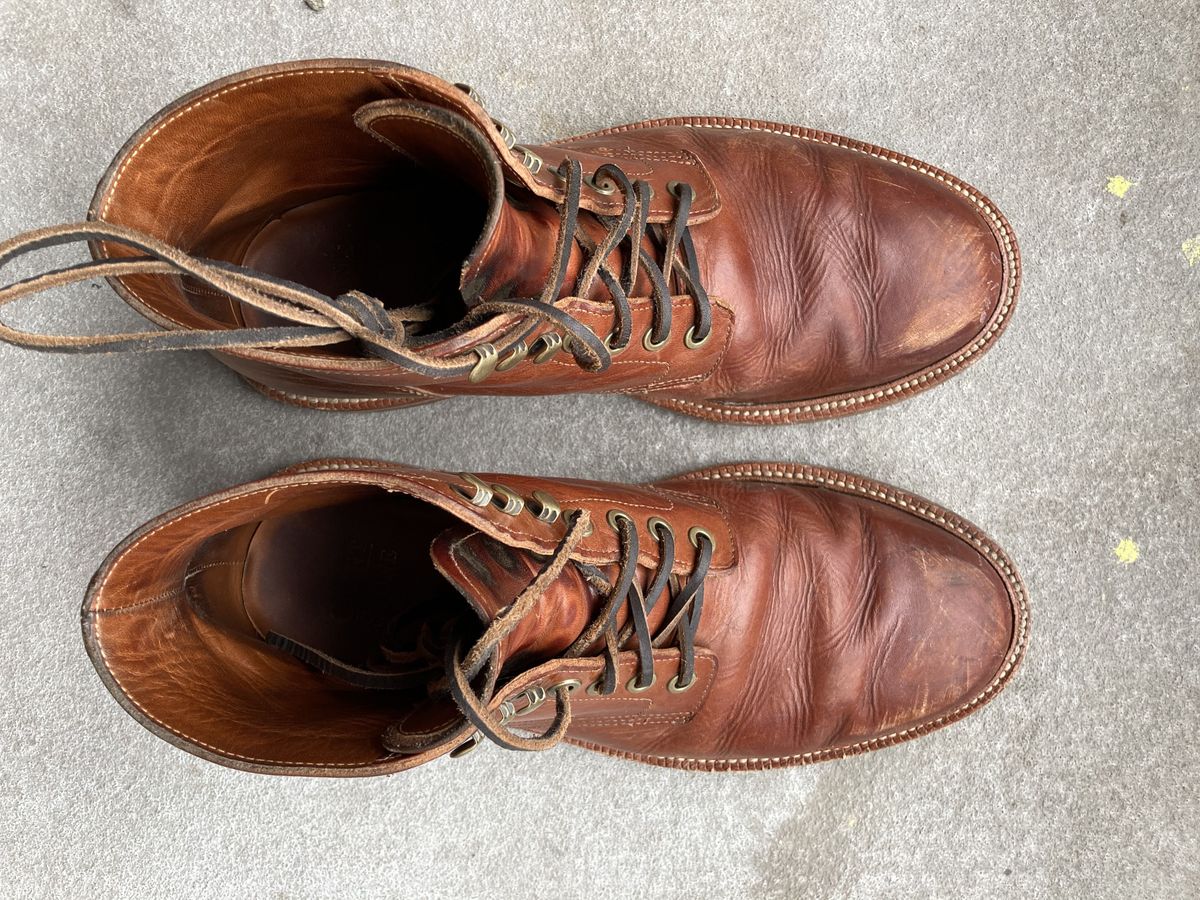Photo by patinathunderdome on January 3, 2022 of the Grant Stone Diesel Boot in Badalassi Carlo Cognac Minerva.