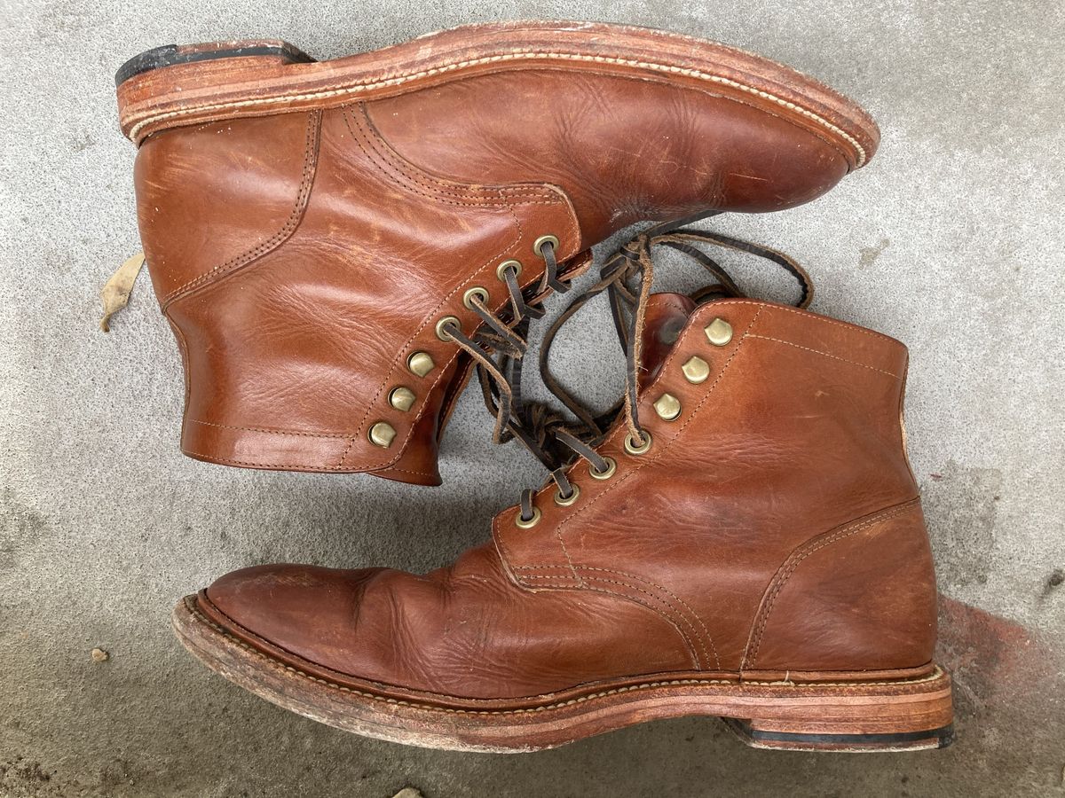 Photo by patinathunderdome on January 3, 2022 of the Grant Stone Diesel Boot in Badalassi Carlo Cognac Minerva.