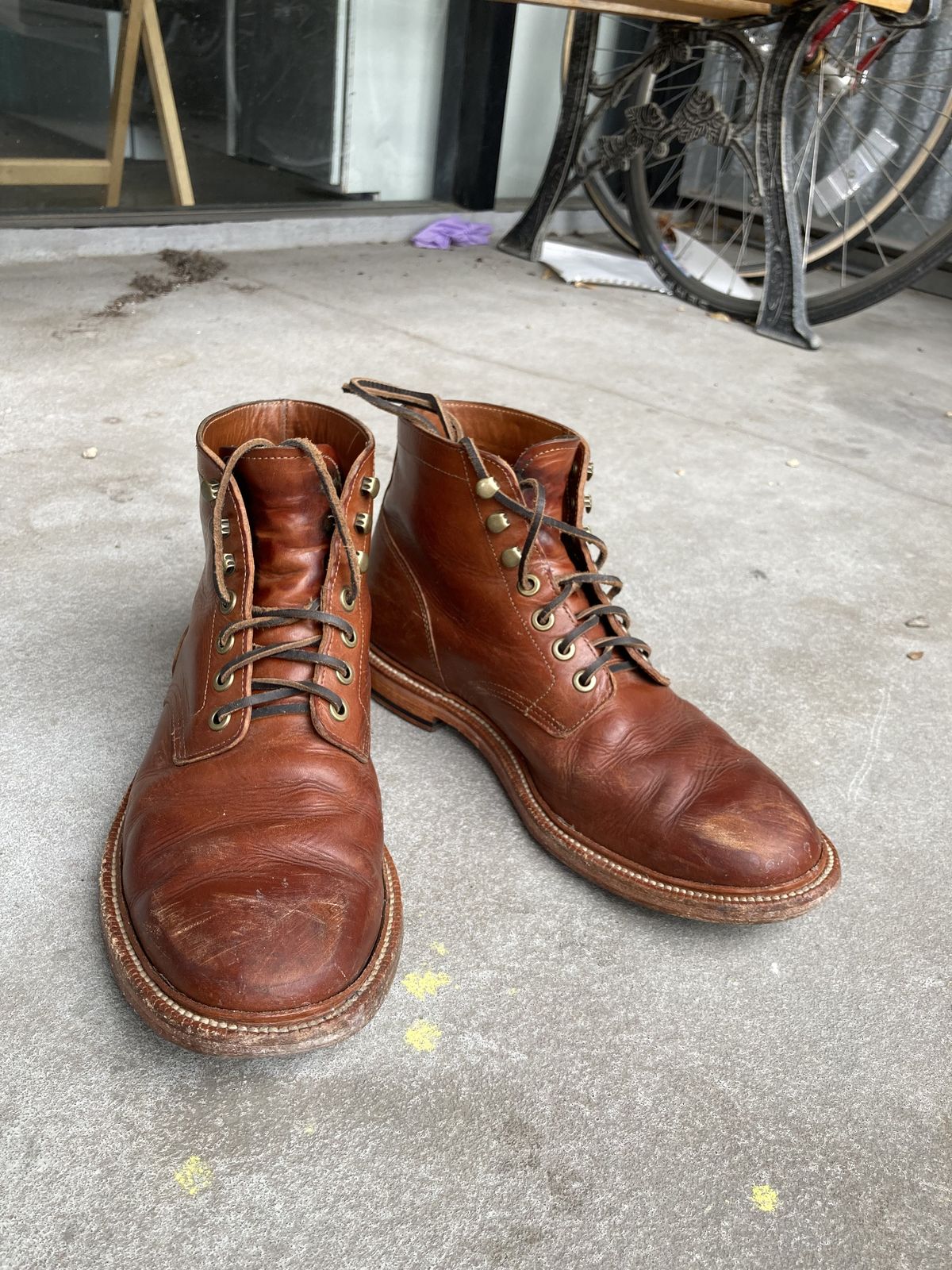 Photo by patinathunderdome on January 3, 2022 of the Grant Stone Diesel Boot in Badalassi Carlo Cognac Minerva.