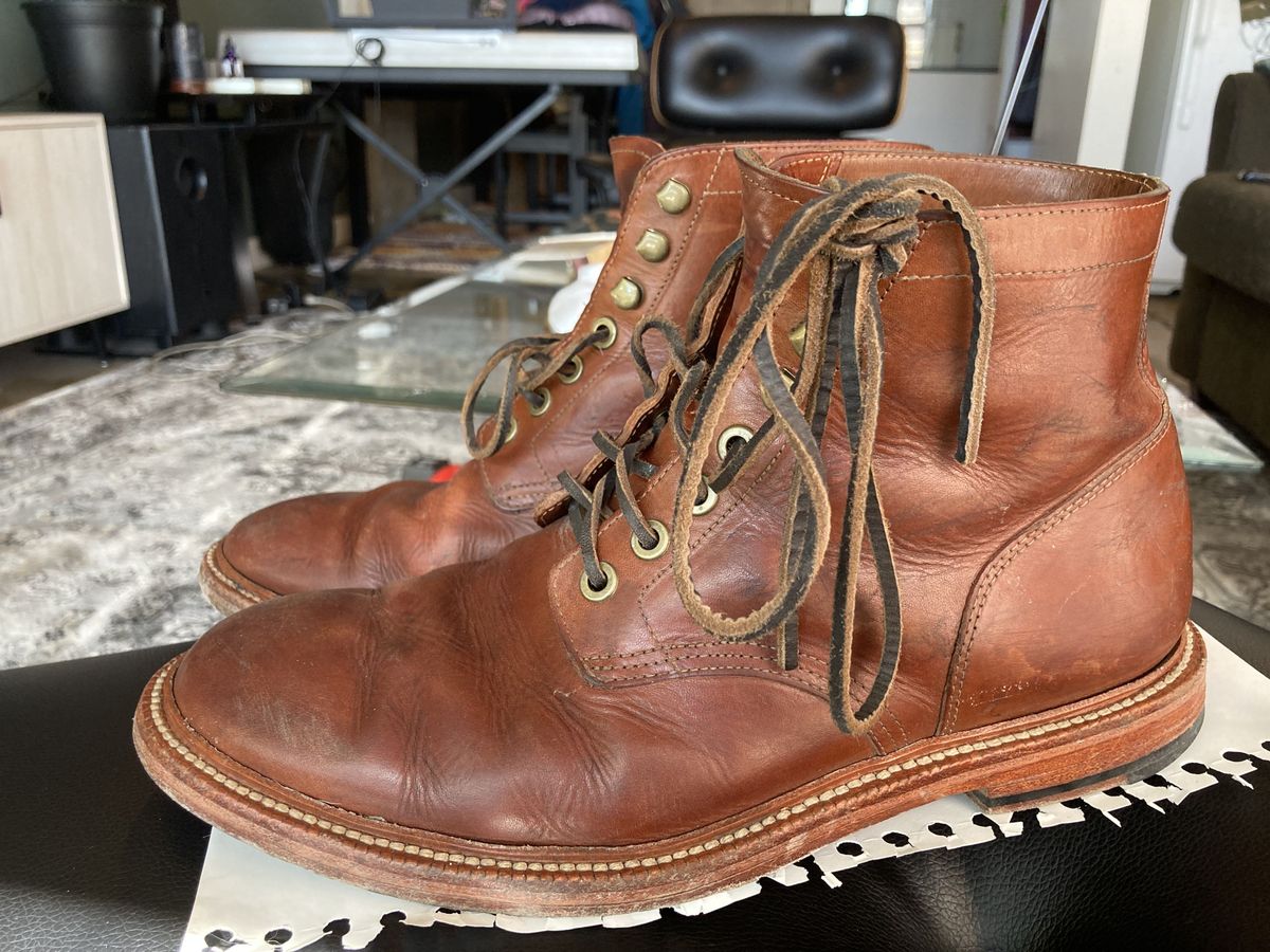 Photo by patinathunderdome on February 3, 2022 of the Grant Stone Diesel Boot in Badalassi Carlo Cognac Minerva.