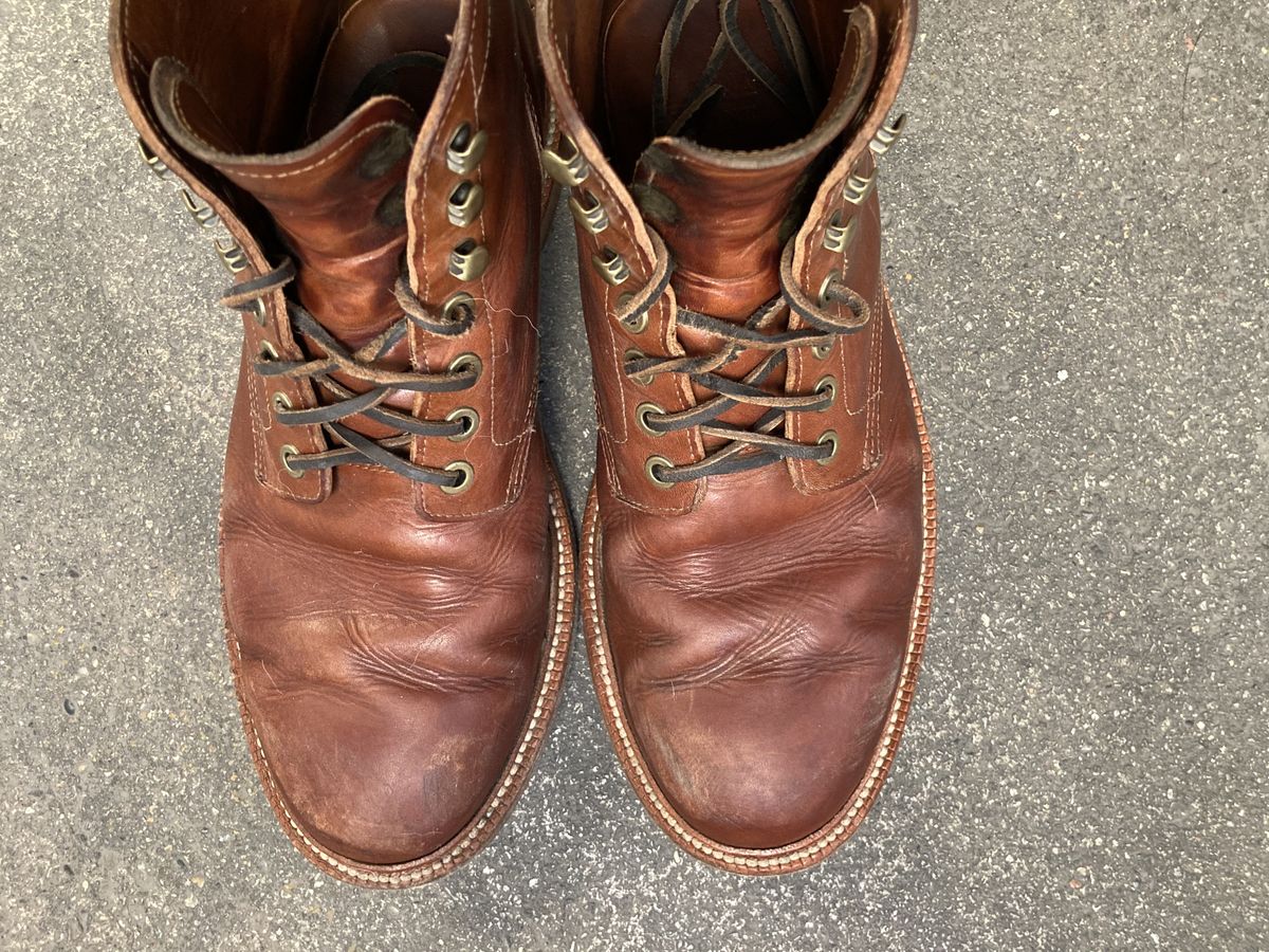 Photo by patinathunderdome on February 3, 2022 of the Grant Stone Diesel Boot in Badalassi Carlo Cognac Minerva.