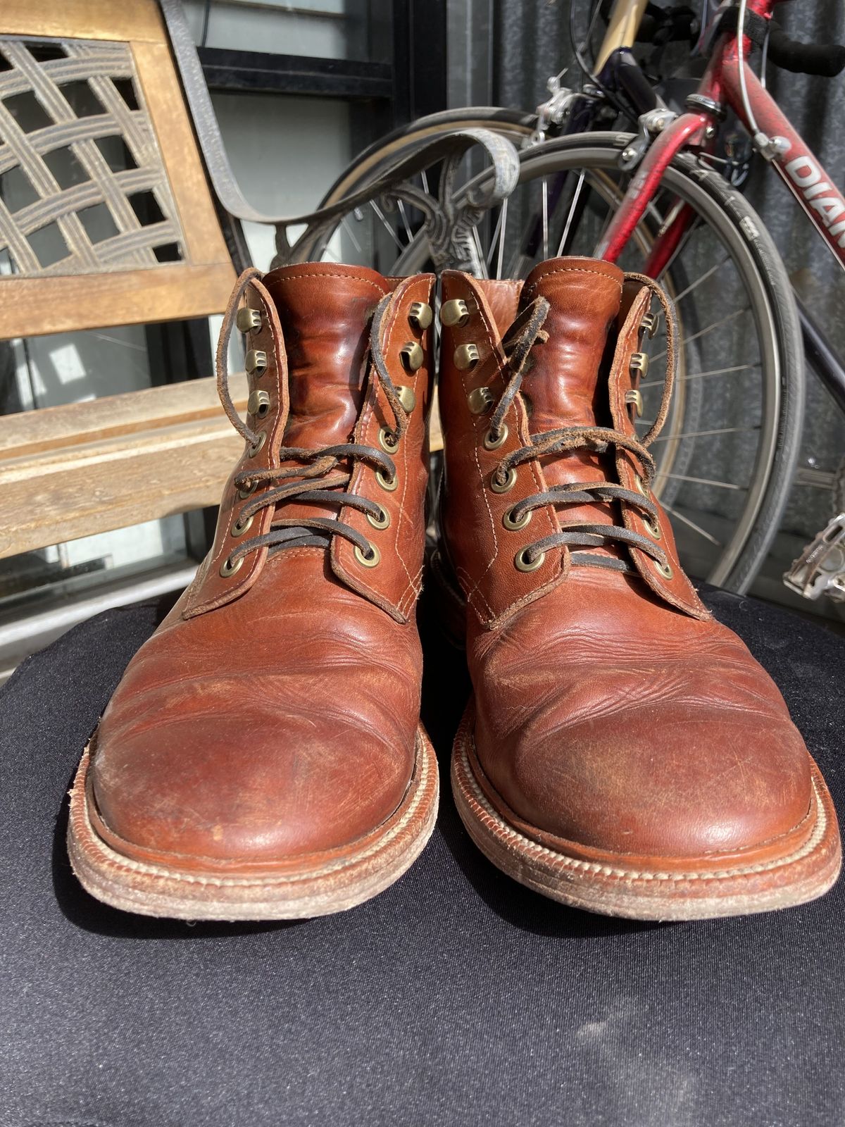 Photo by patinathunderdome on March 3, 2022 of the Grant Stone Diesel Boot in Badalassi Carlo Cognac Minerva.