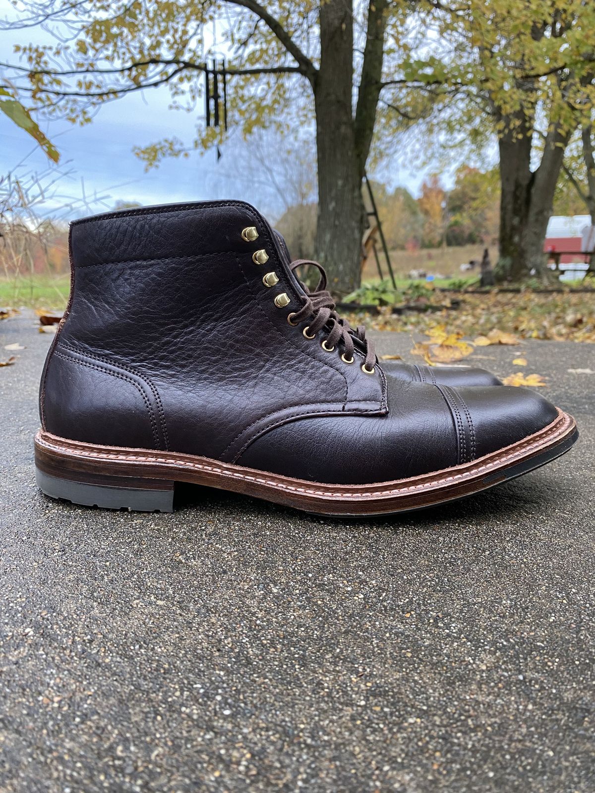 Photo by patinathunderdome on November 3, 2021 of the Alden x Stitchdown Stitchup 2.0 in Horween Arabica Lux Calfskin.
