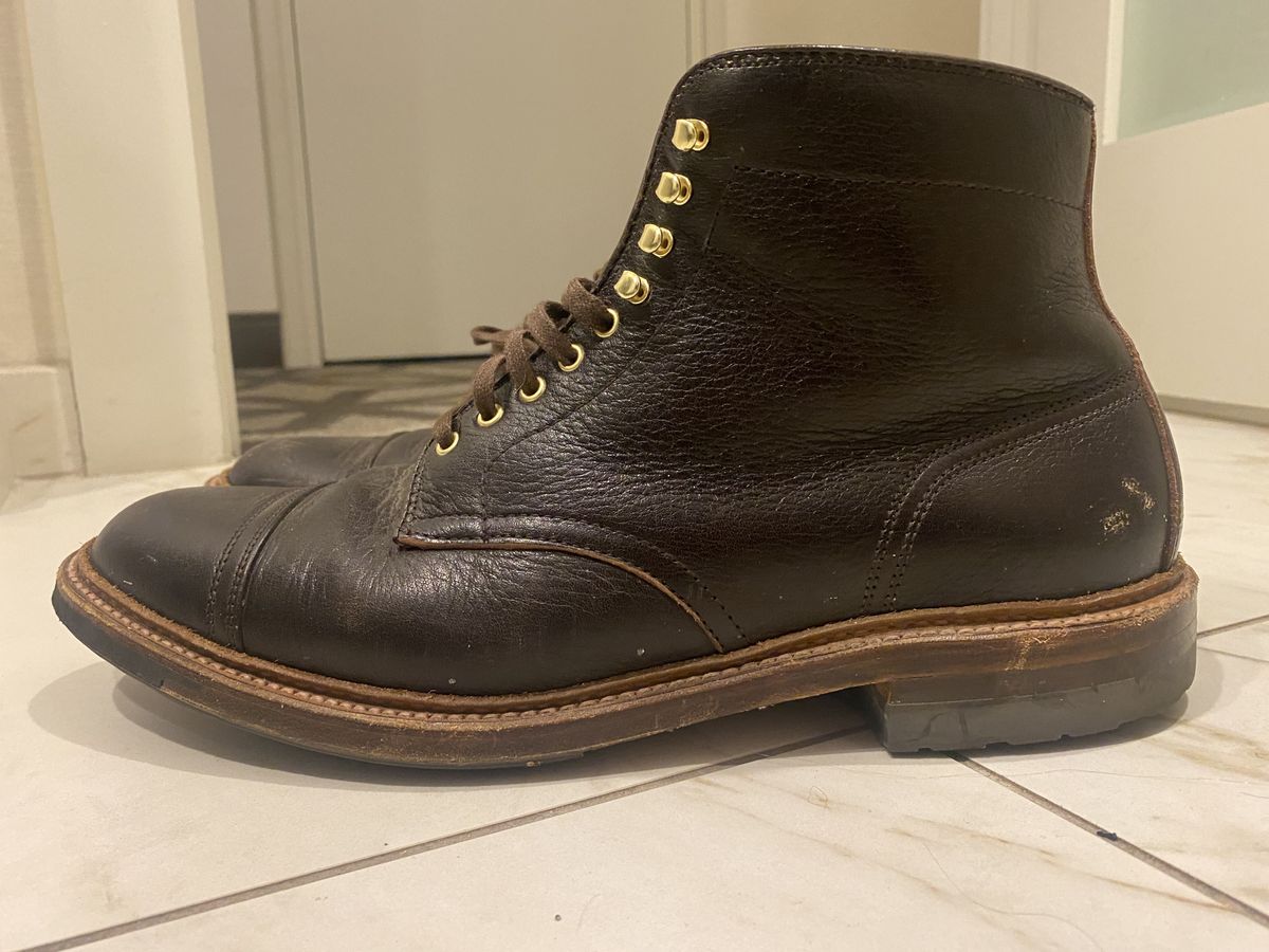 Photo by patinathunderdome on December 6, 2021 of the Alden x Stitchdown Stitchup 2.0 in Horween Arabica Lux Calfskin.