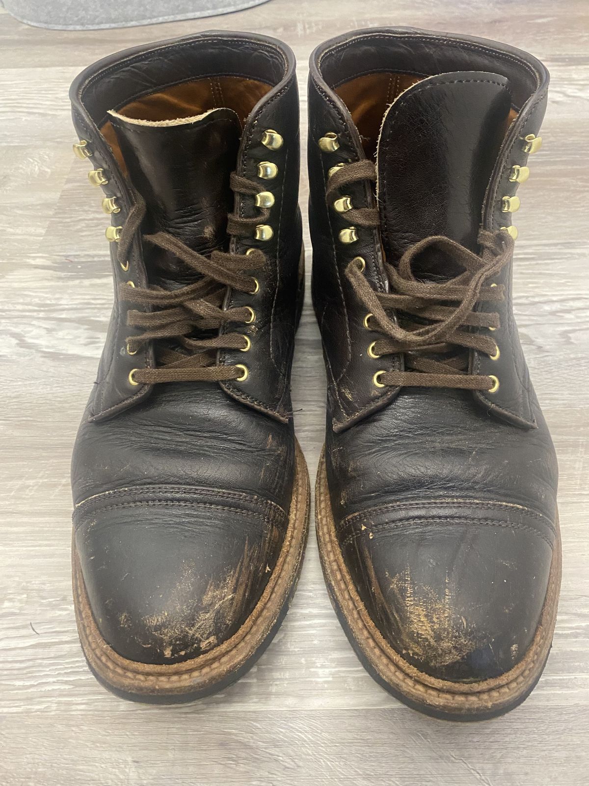 Photo by patinathunderdome on January 6, 2022 of the Alden x Stitchdown Stitchup 2.0 in Horween Arabica Lux Calfskin.