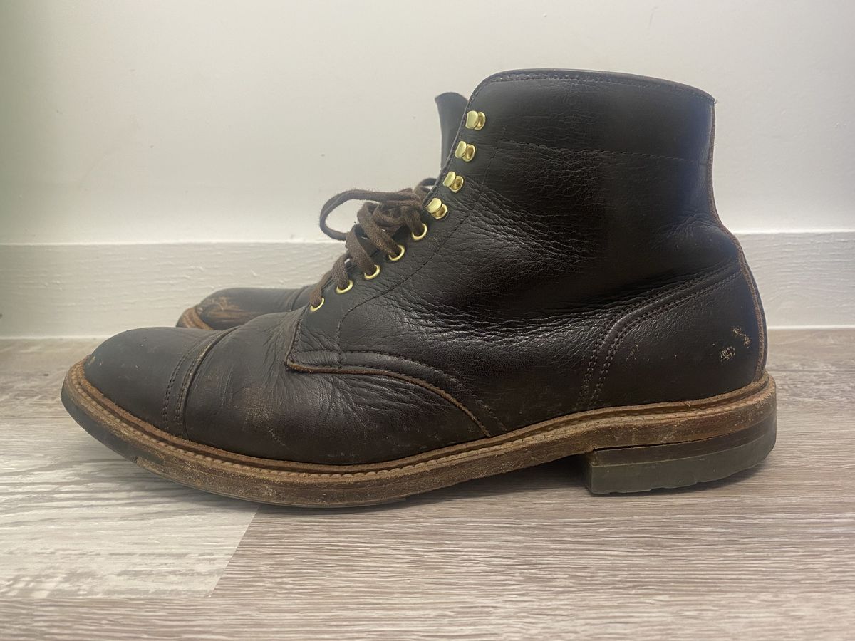 Photo by patinathunderdome on January 6, 2022 of the Alden x Stitchdown Stitchup 2.0 in Horween Arabica Lux Calfskin.