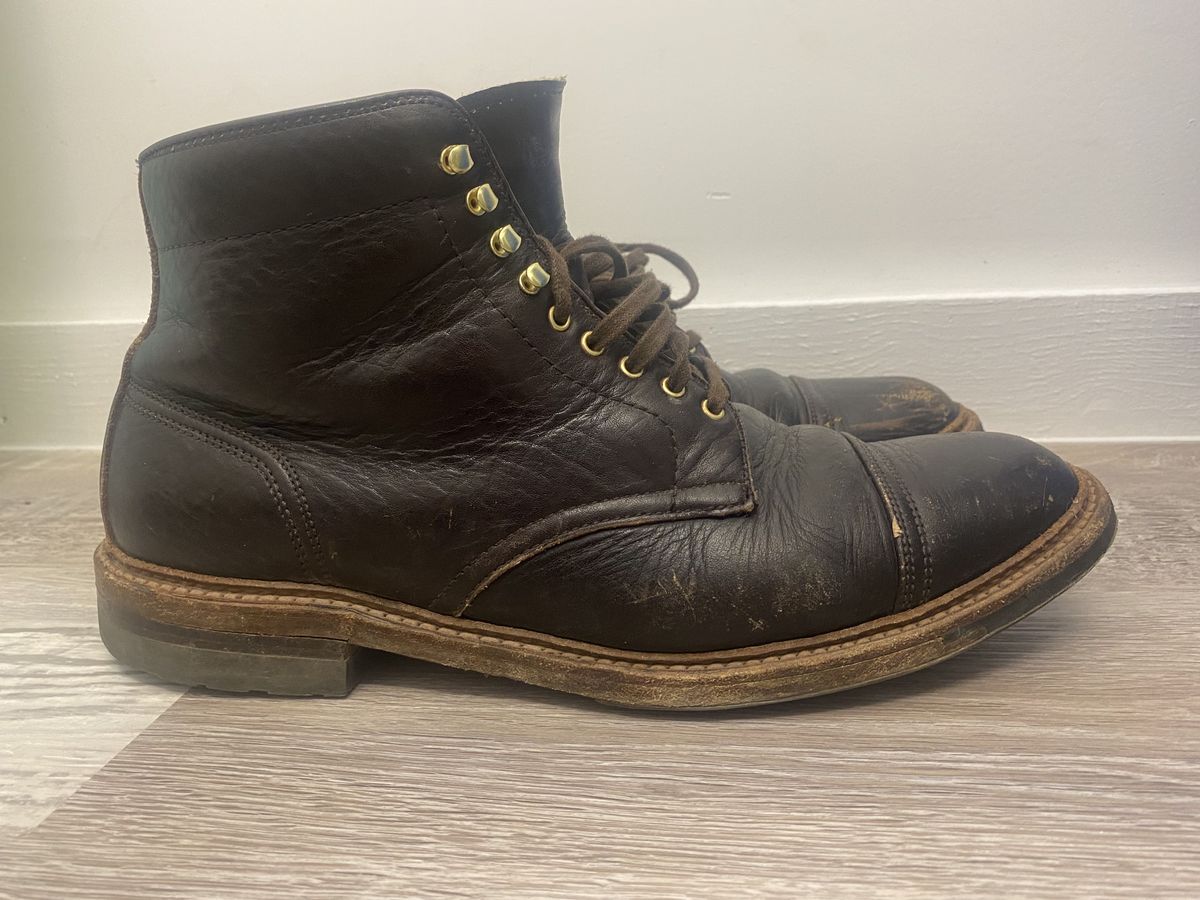 Photo by patinathunderdome on January 6, 2022 of the Alden x Stitchdown Stitchup 2.0 in Horween Arabica Lux Calfskin.