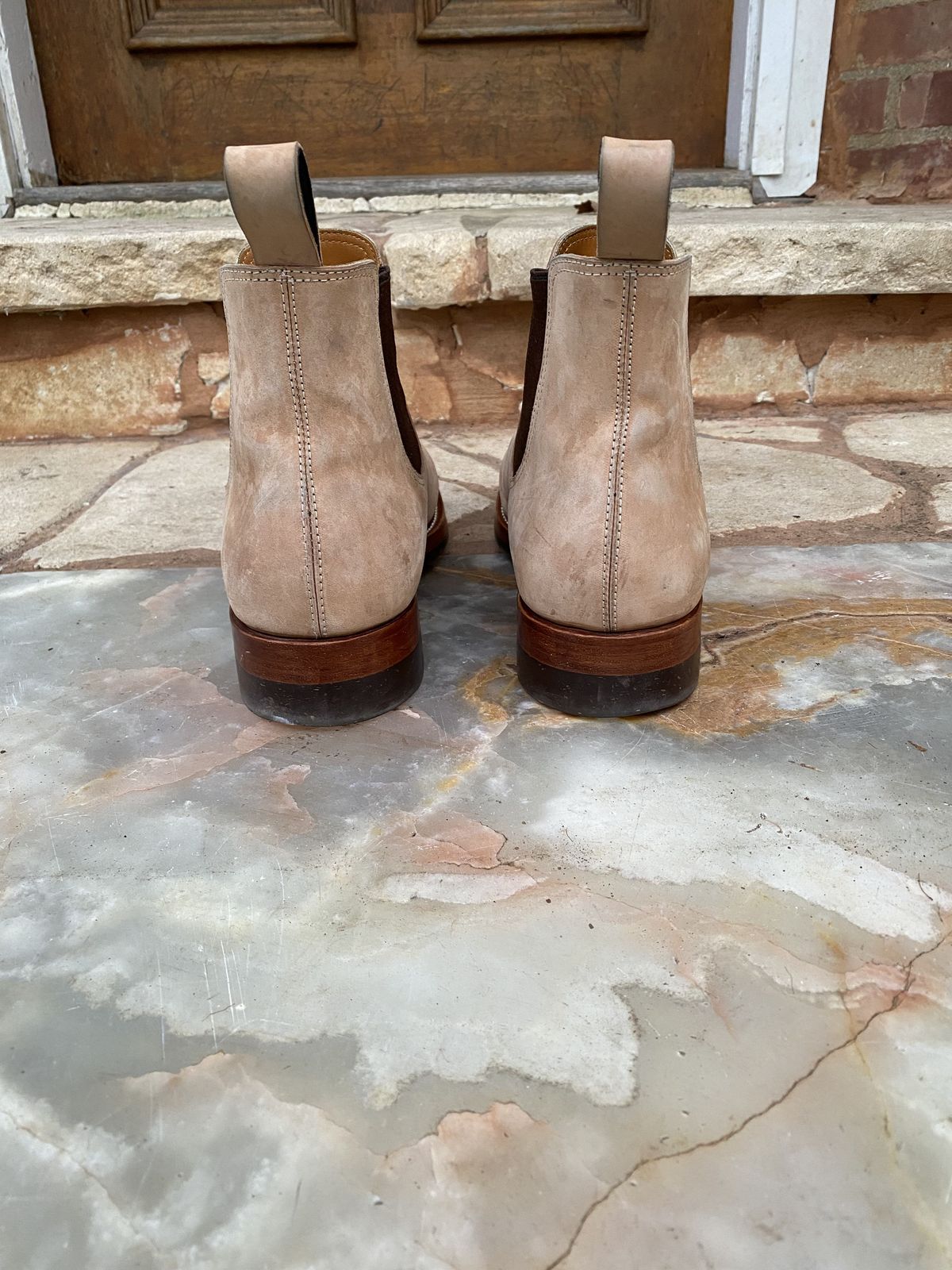 Photo by patinathunderdome on December 6, 2021 of the Benzein The Seventh Chelsea Boot in Conceria Cloe Crust Shell Cordovan.