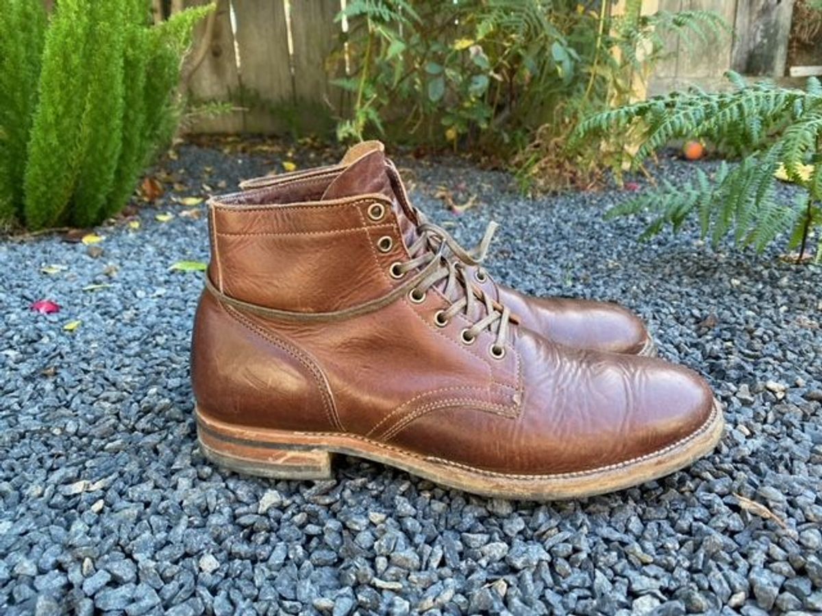 Photo by patinathunderdome on December 8, 2021 of the Viberg Service Boot in Horween Dark Rubber Dublin.