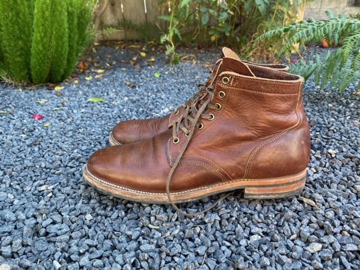 Photo by patinathunderdome on December 8, 2021 of the Viberg Service Boot in Horween Dark Rubber Dublin.