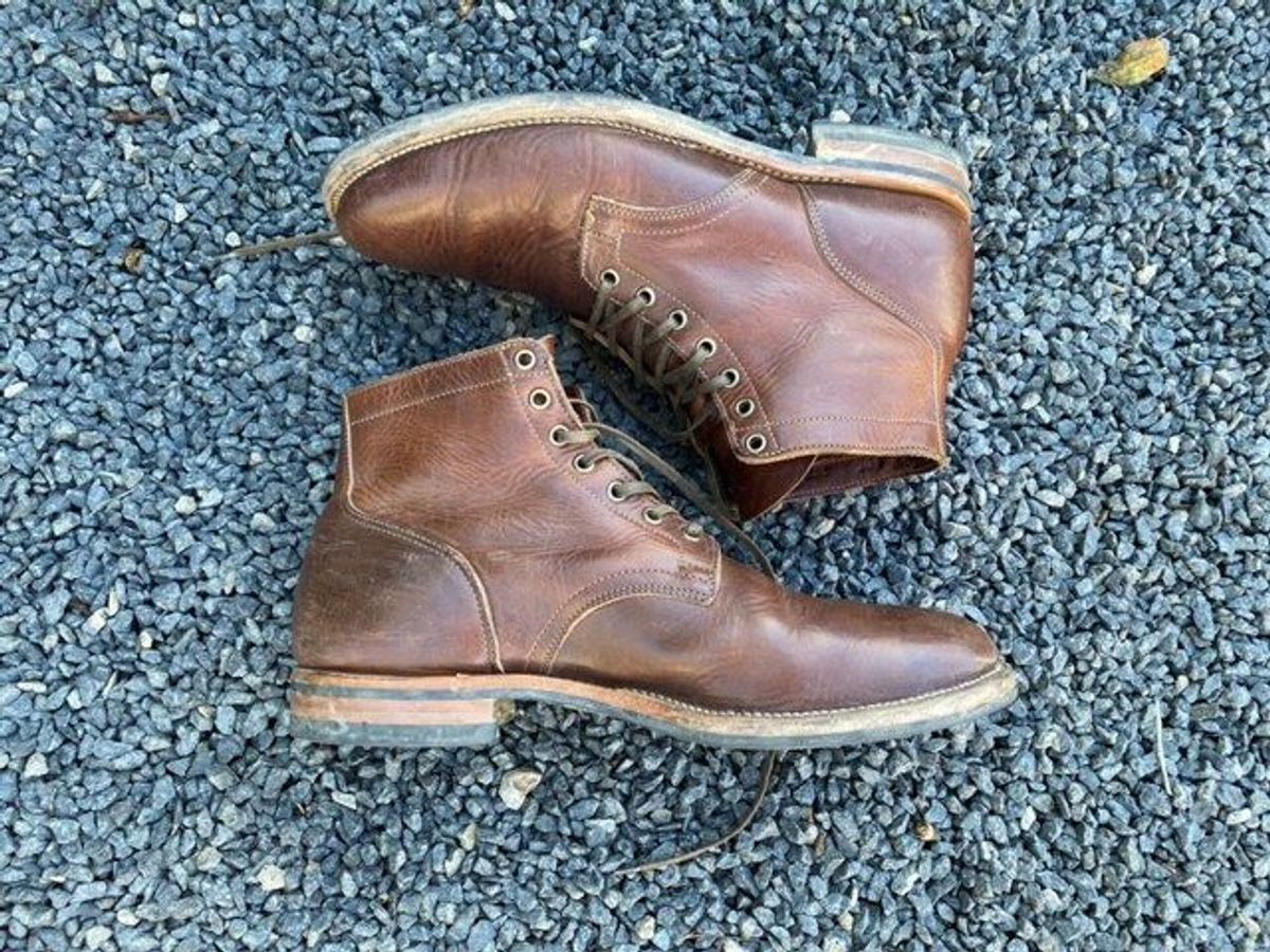 Photo by patinathunderdome on December 8, 2021 of the Viberg Service Boot in Horween Dark Rubber Dublin.