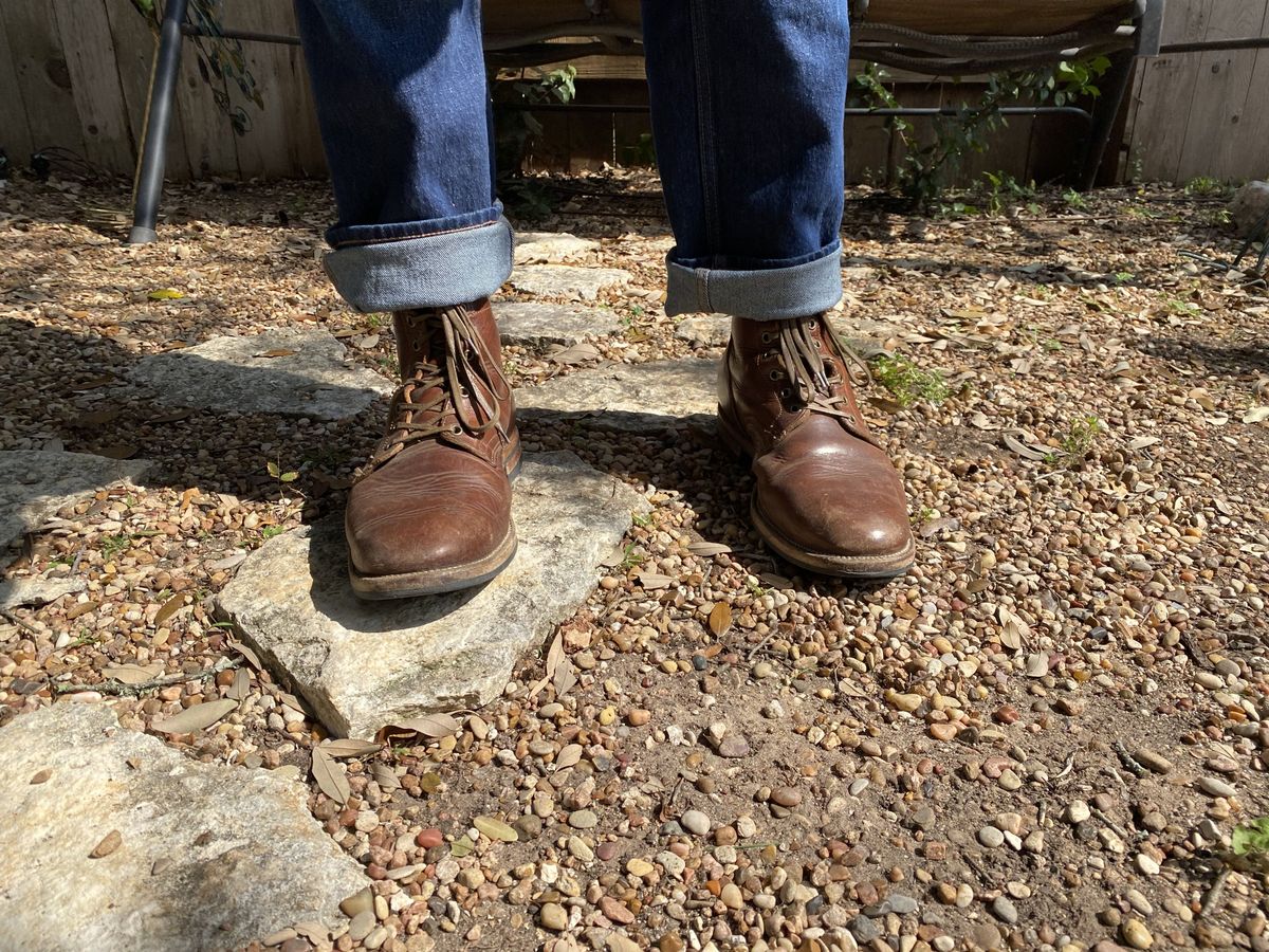 Photo by patinathunderdome on March 5, 2022 of the Viberg Service Boot in Horween Dark Rubber Dublin.