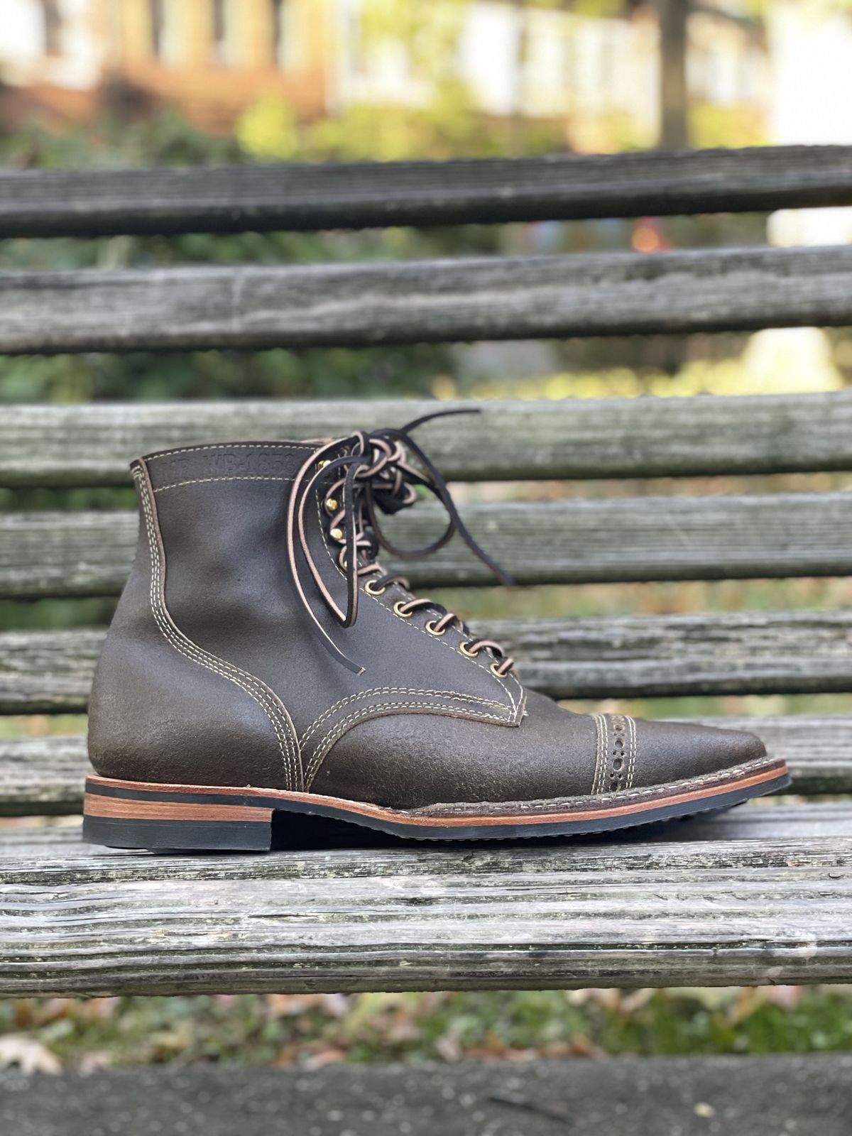 Photo by patinathunderdome on October 4, 2021 of the White's MP-M1TC in Horween Olive Waxed Flesh.