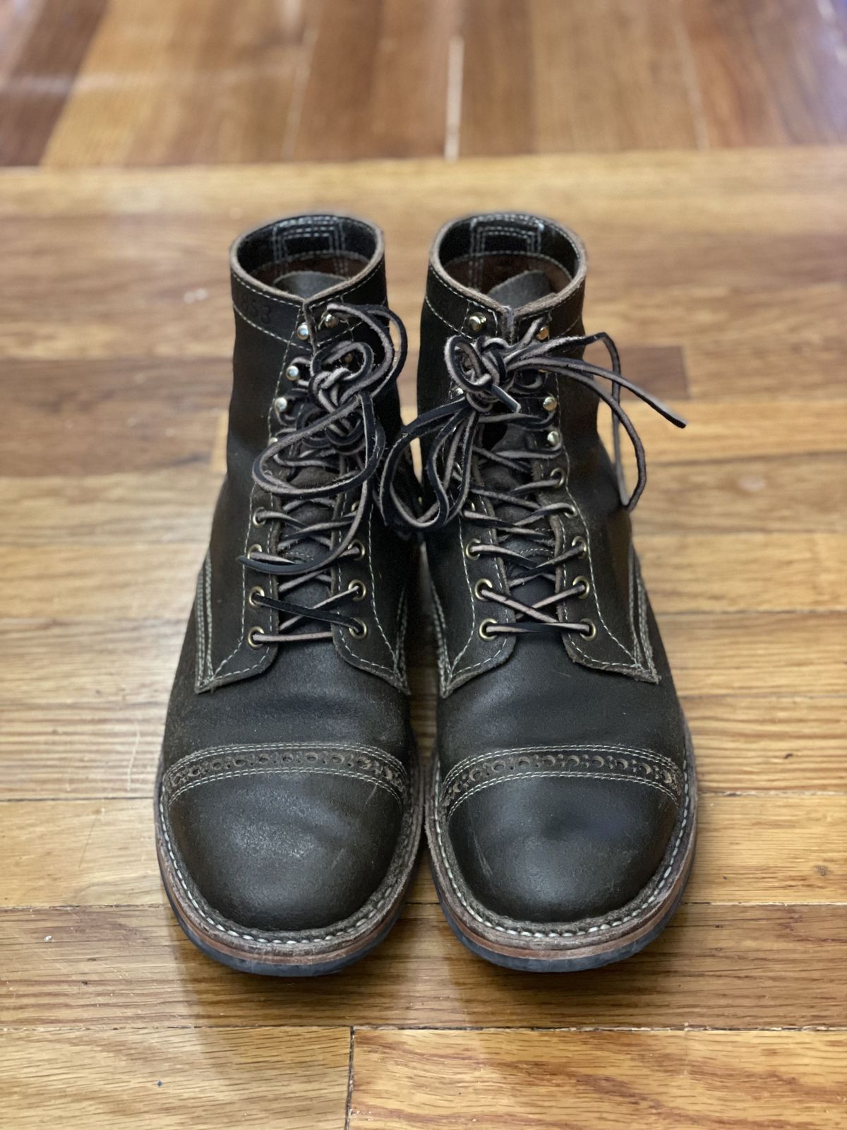 Photo by patinathunderdome on November 5, 2021 of the White's MP-M1TC in Horween Olive Waxed Flesh.