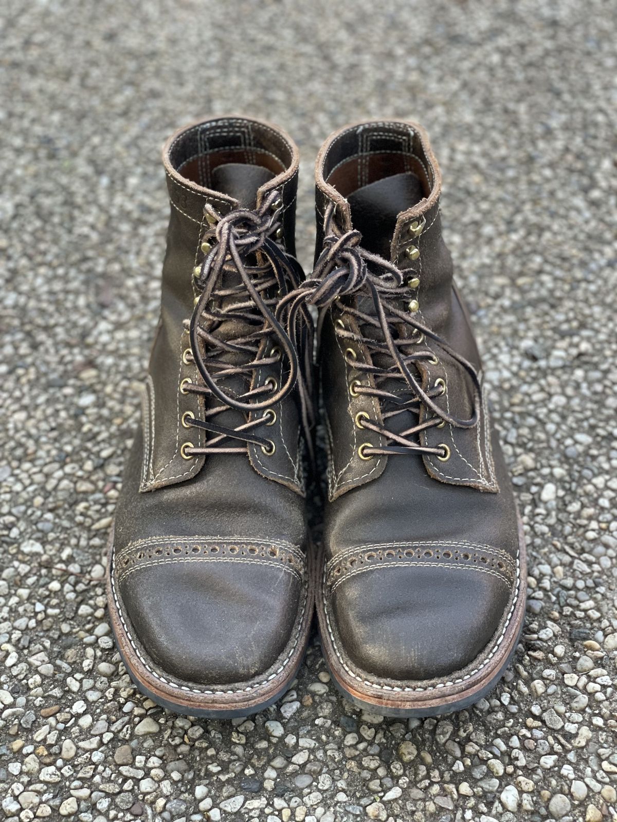 Photo by patinathunderdome on December 5, 2021 of the White's MP-M1TC in Horween Olive Waxed Flesh.